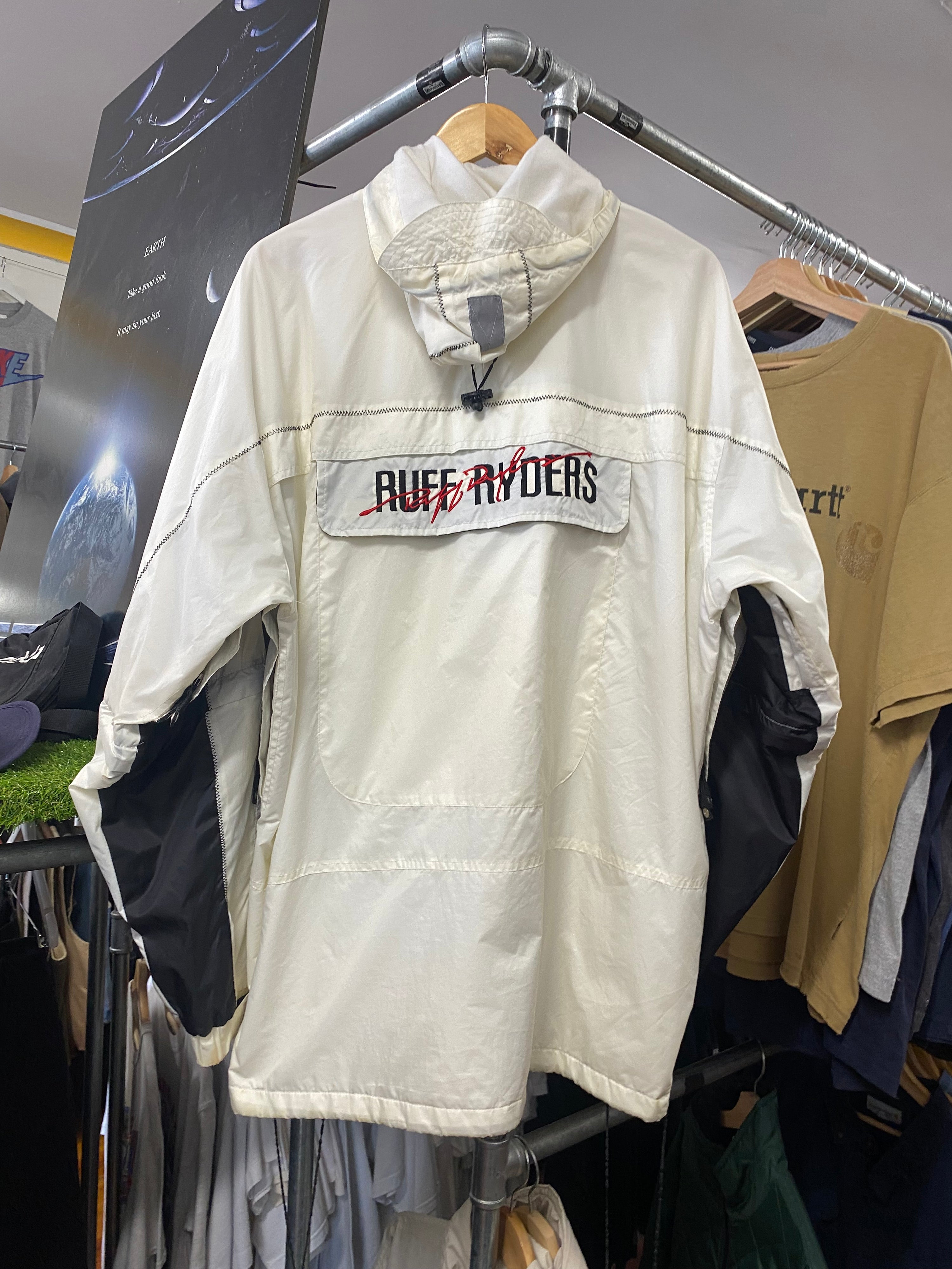 M - 2000s Ruff Ryders Oversize Hooded White Jacket