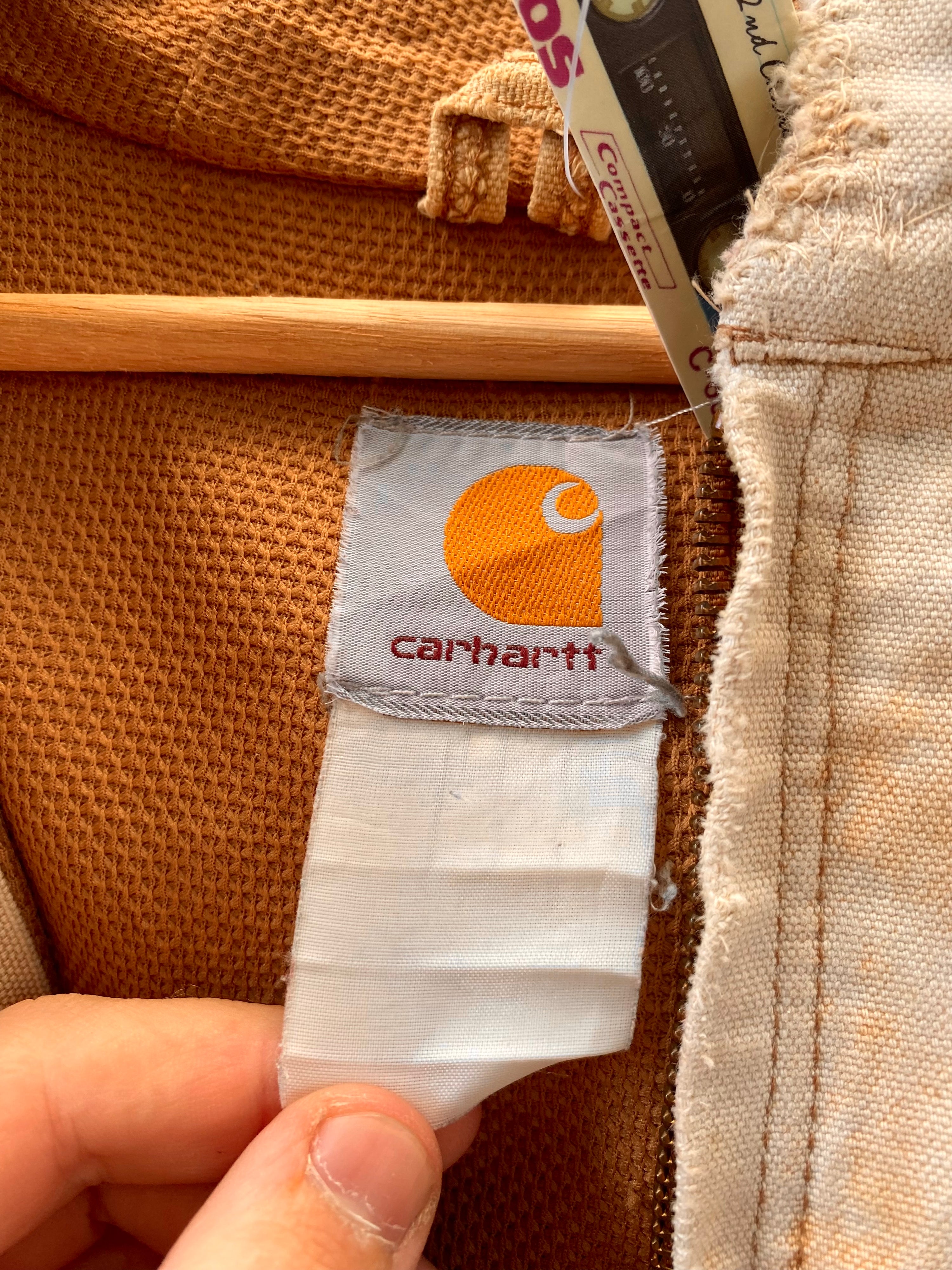 [M] Carhartt Faded Tan Active Jacket with Brown Cuffs