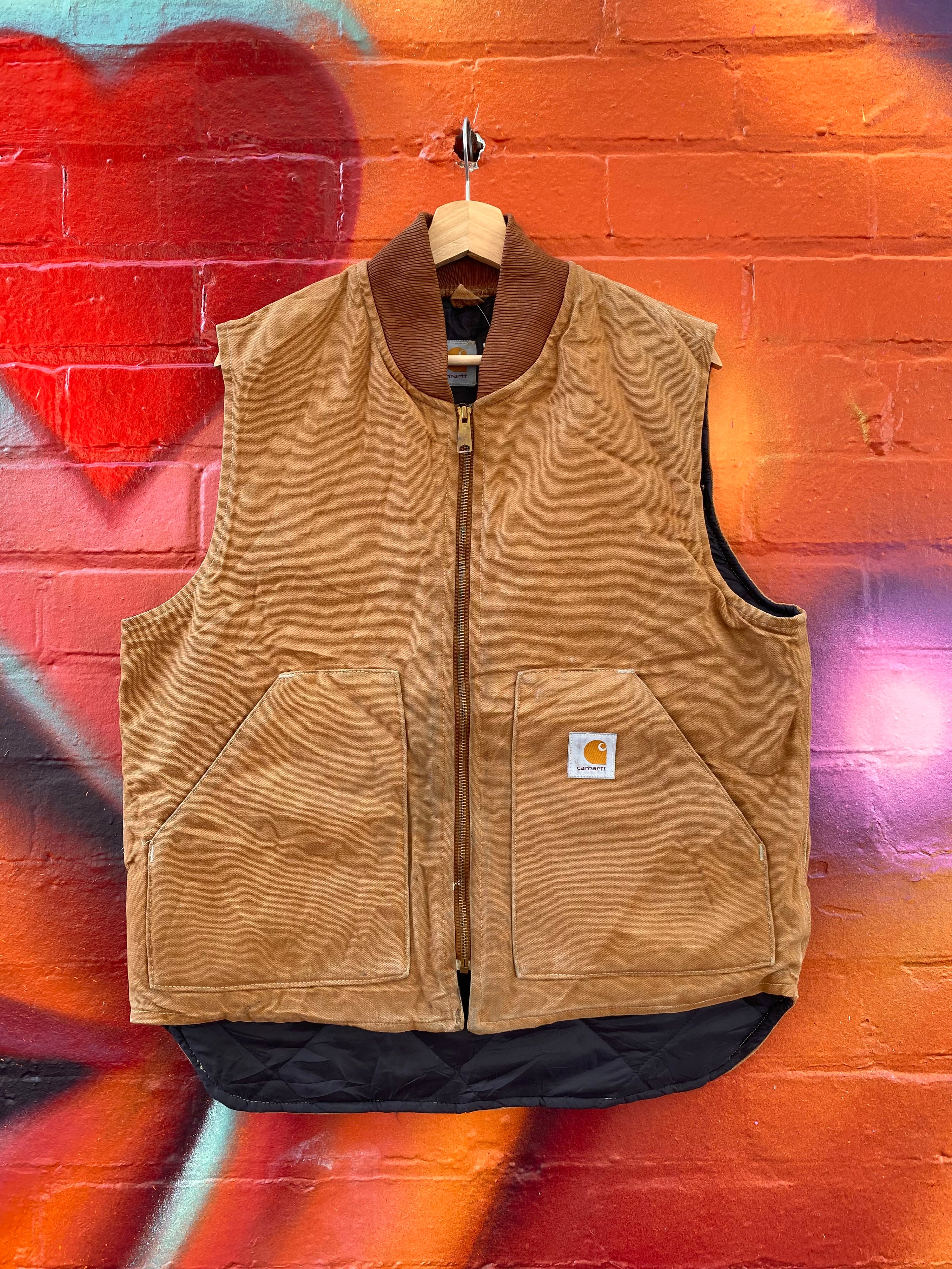 [L] Carhartt Brown Vest Quilted Interior