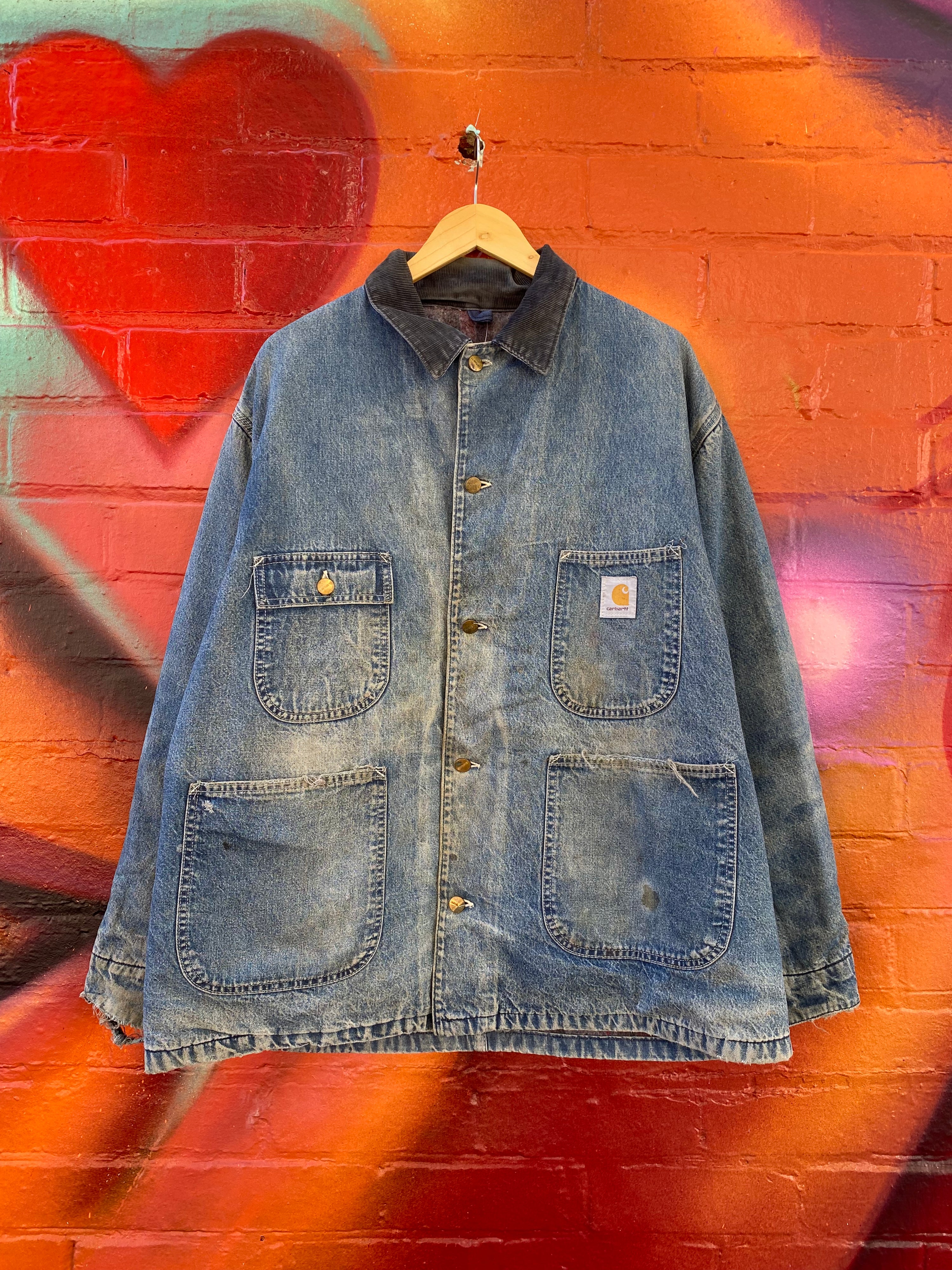 [XL] Vintage Carhartt Denim Blanket Lined Chore Jacket