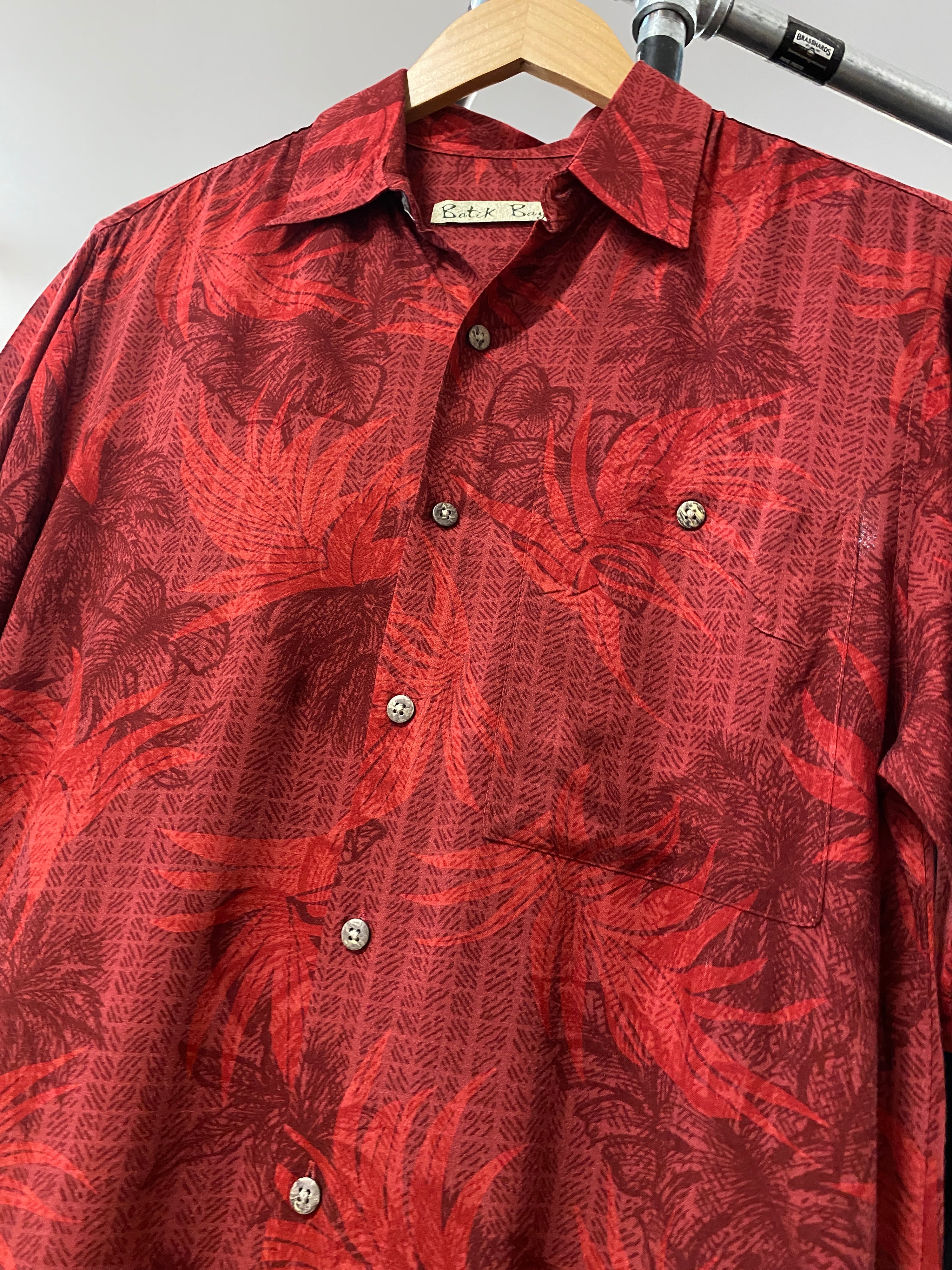 S - Batik Bay Red Hawaiian Button-up