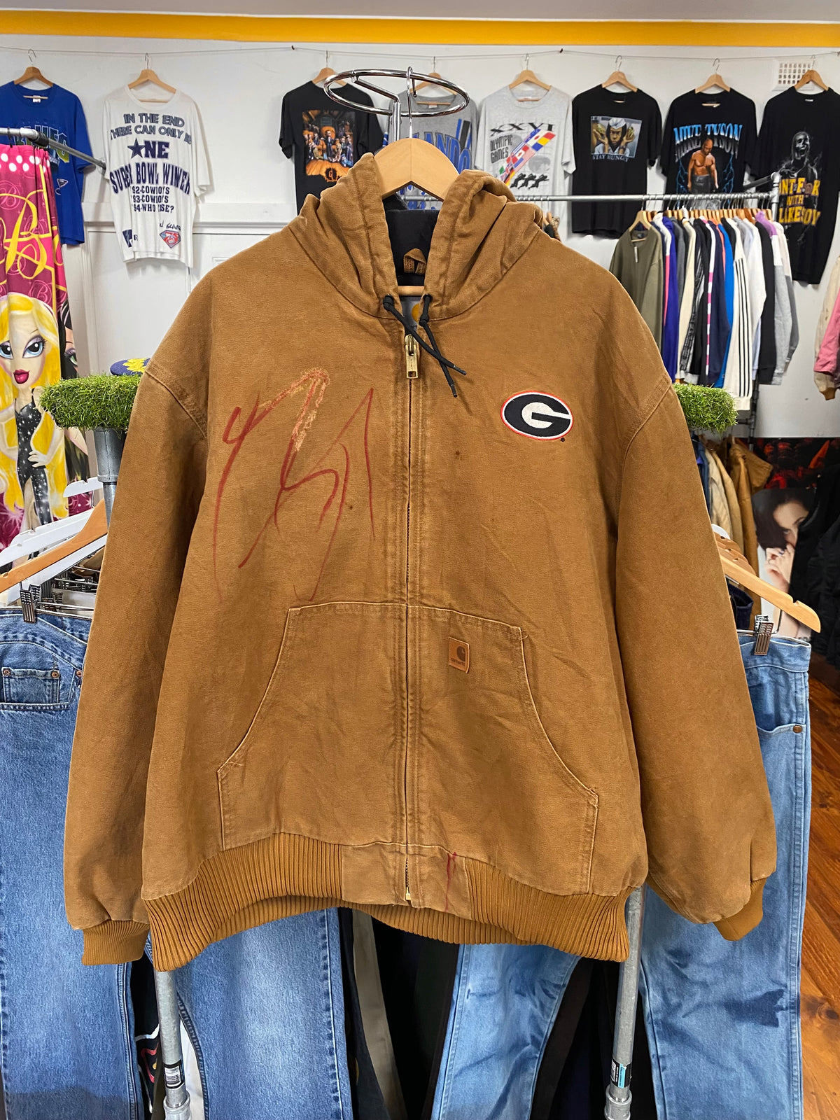 [2XL] Carhartt Thrashed Brown Active Jacket 'G' Logo