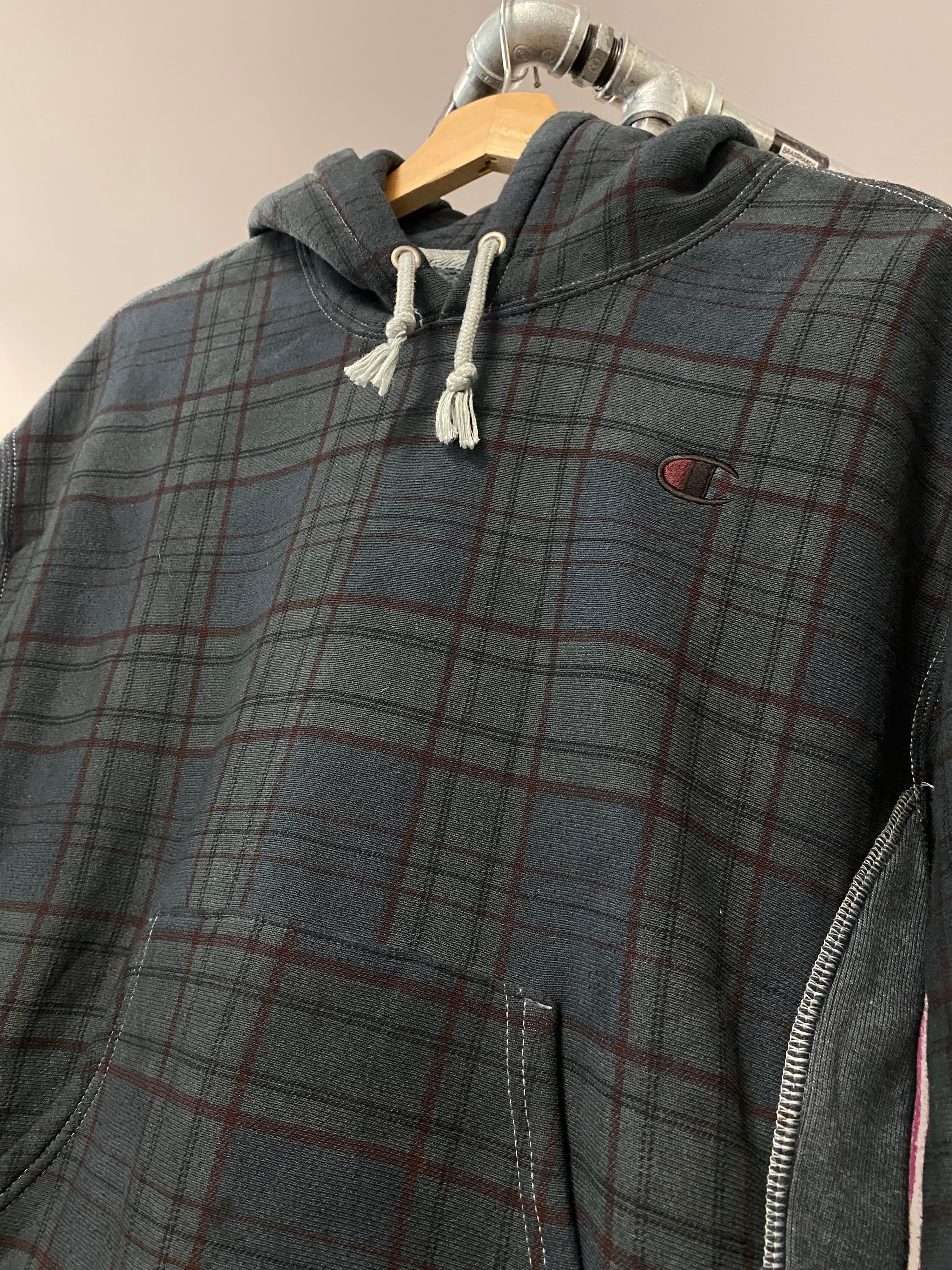 S - Champion RW Green Dyed Tartan Check AOP Hoodie