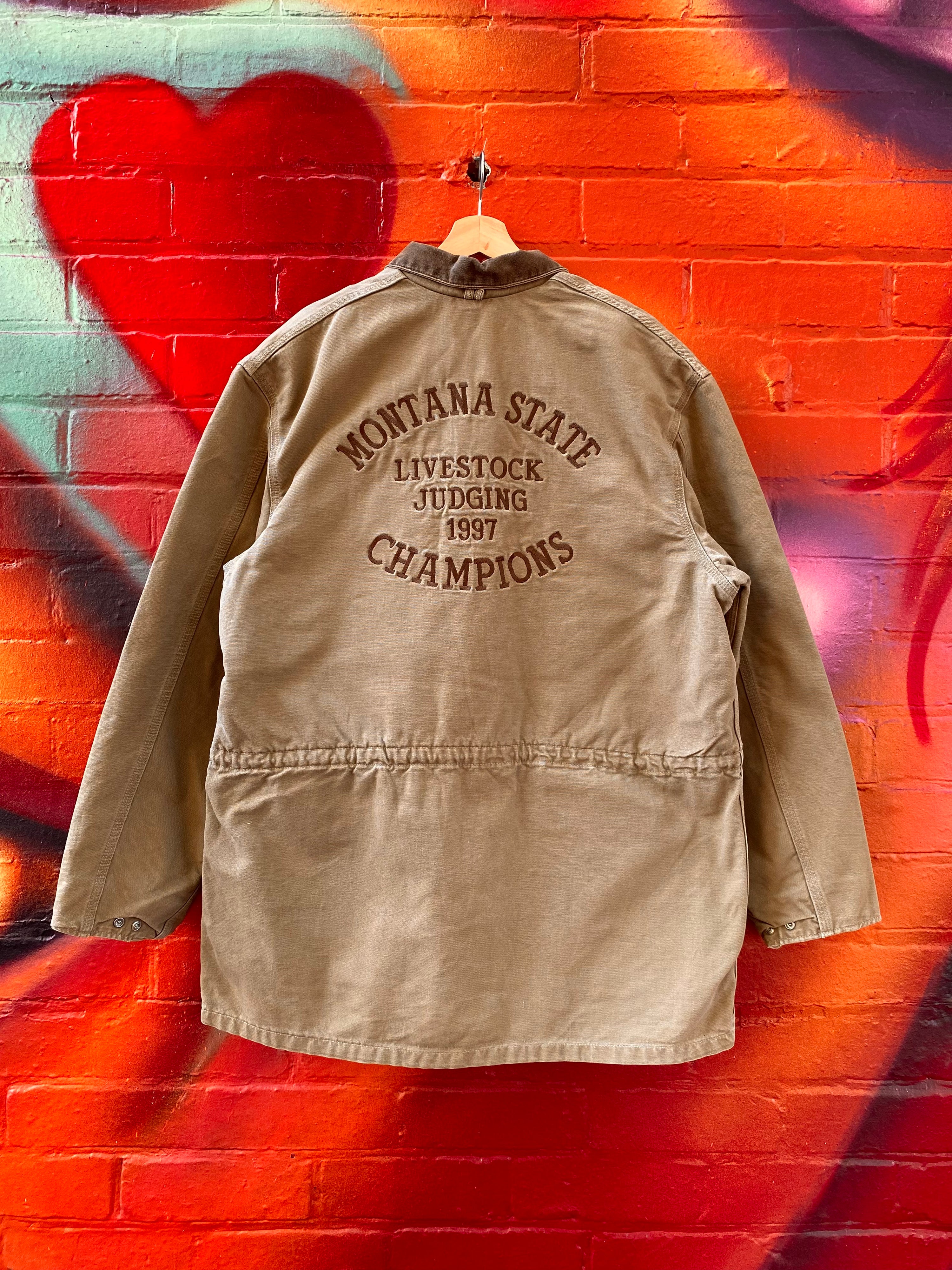 [2XL] Vintage Carhartt Chore Jacket Montana State Livestock Judging