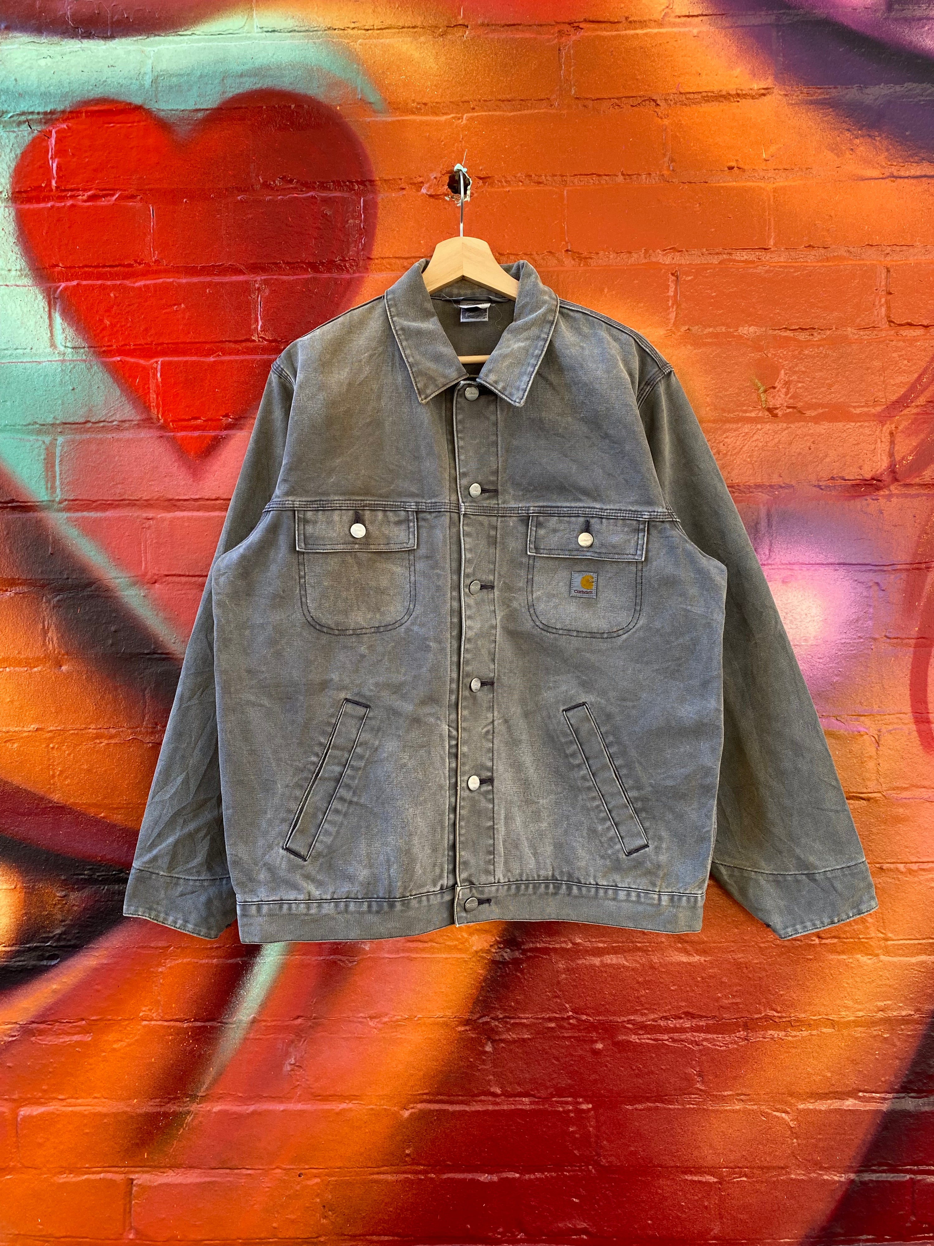 [L] Vintage Carhartt Grey Canvas Chore Coat No Lining