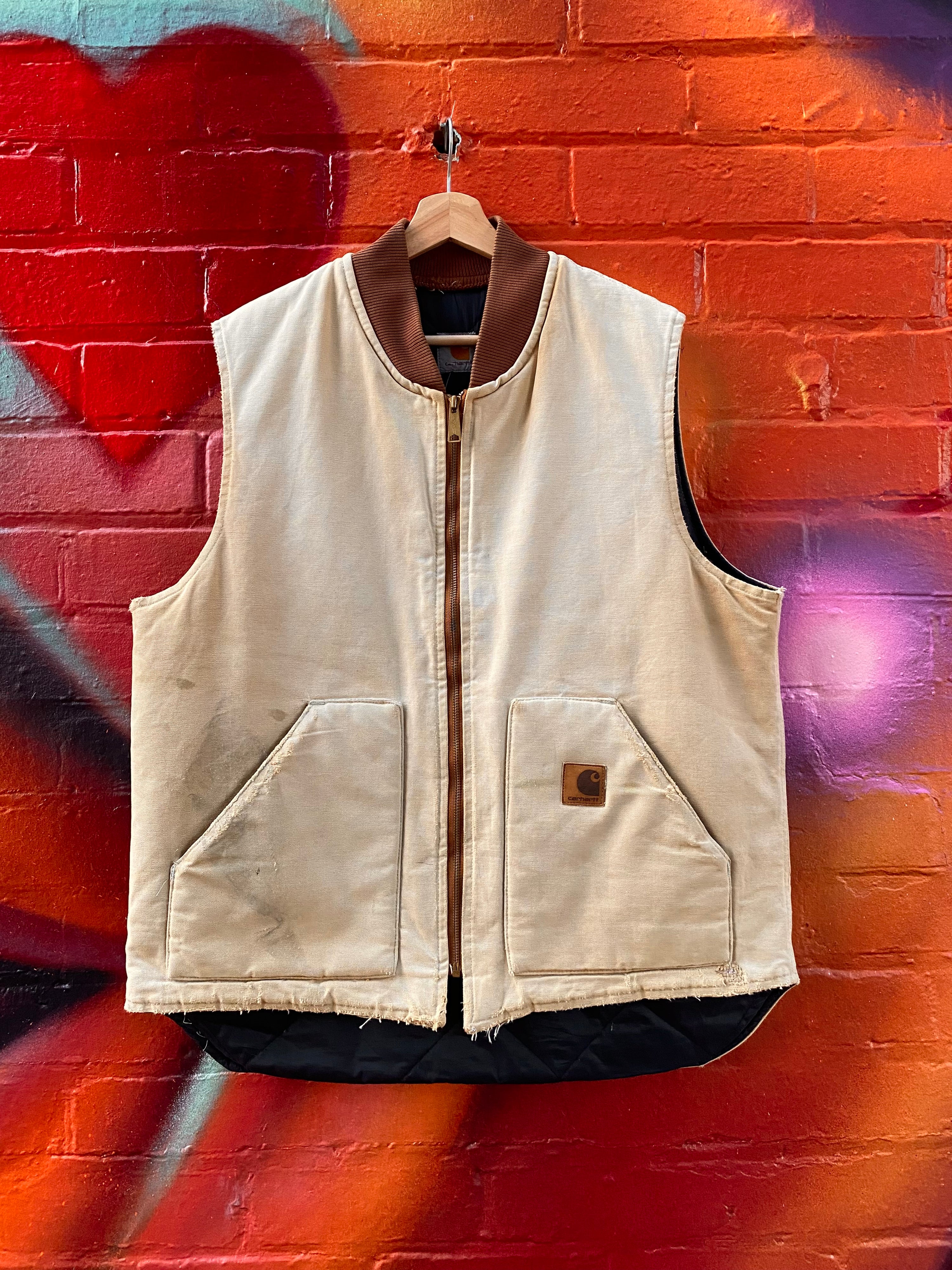 [XL] Vintage Carhartt Light Brown Vest Dark Collar