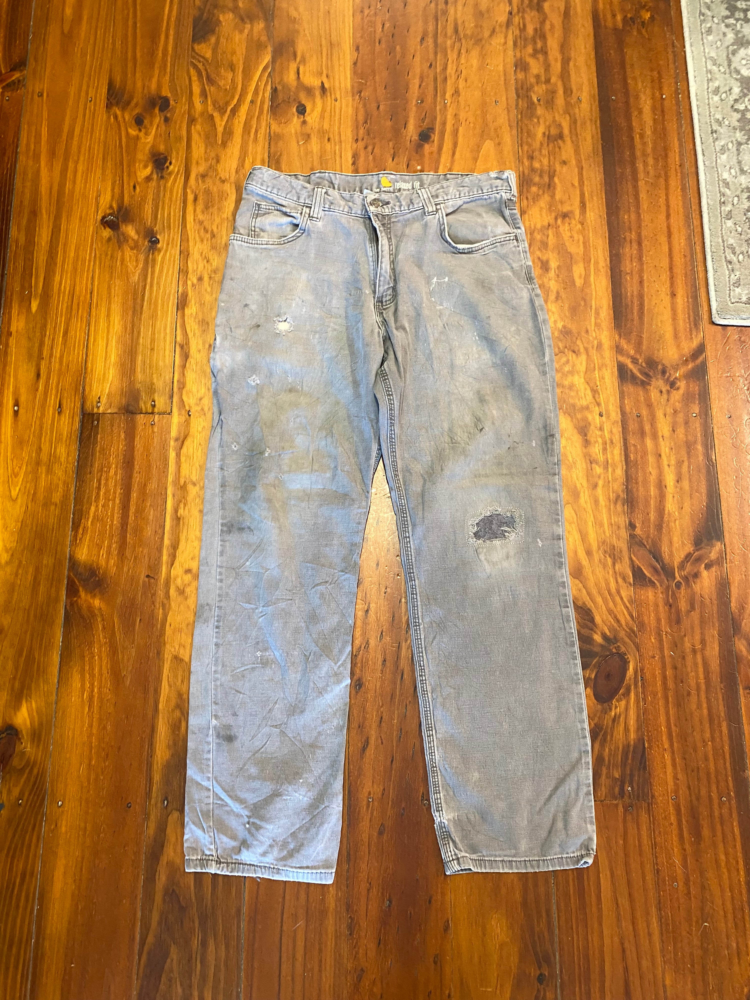 [34] Carhartt Grey Carpenter Pants 34x32