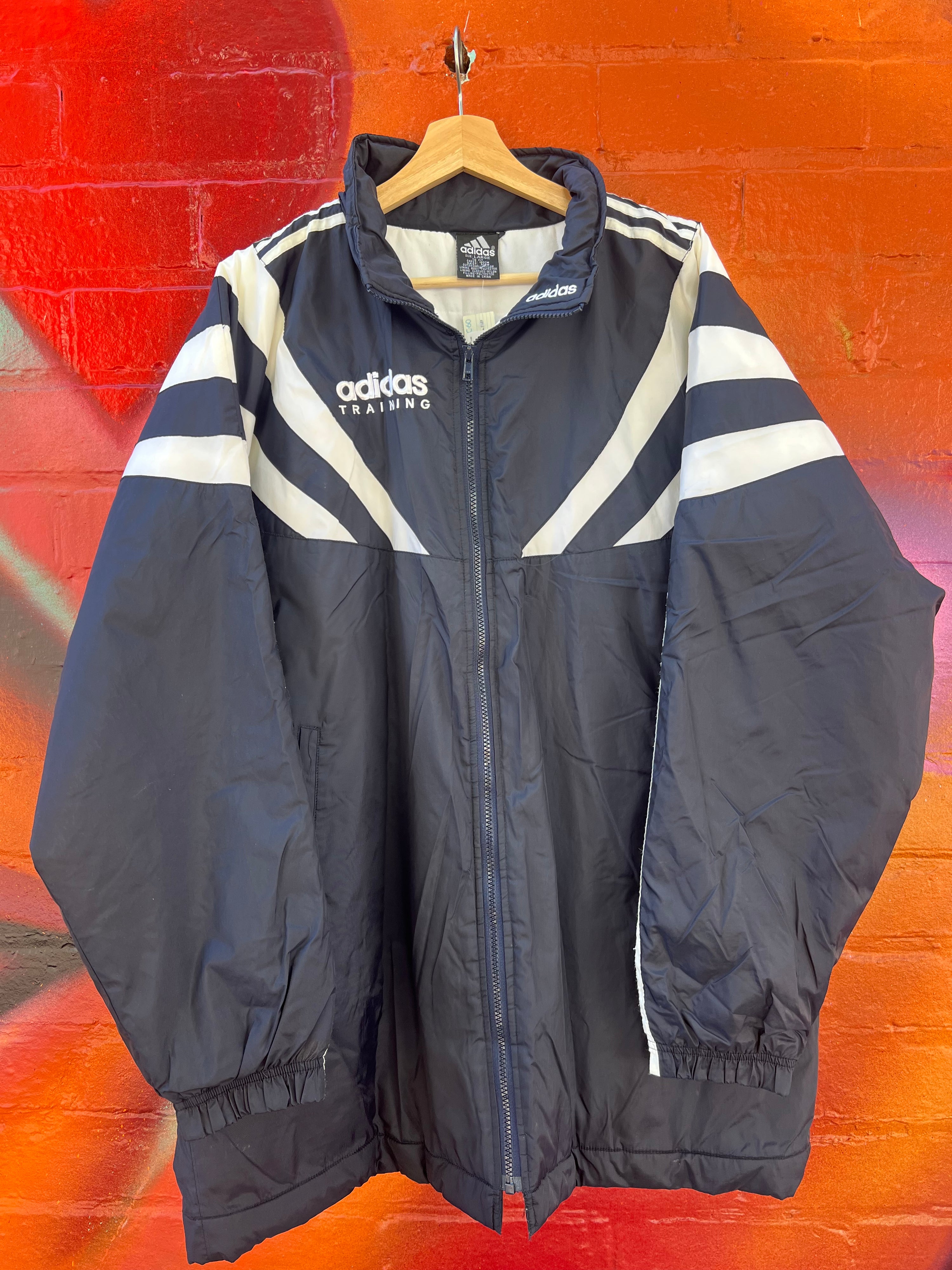 [L] Vintage Adidas Training Dark Blue Coat
