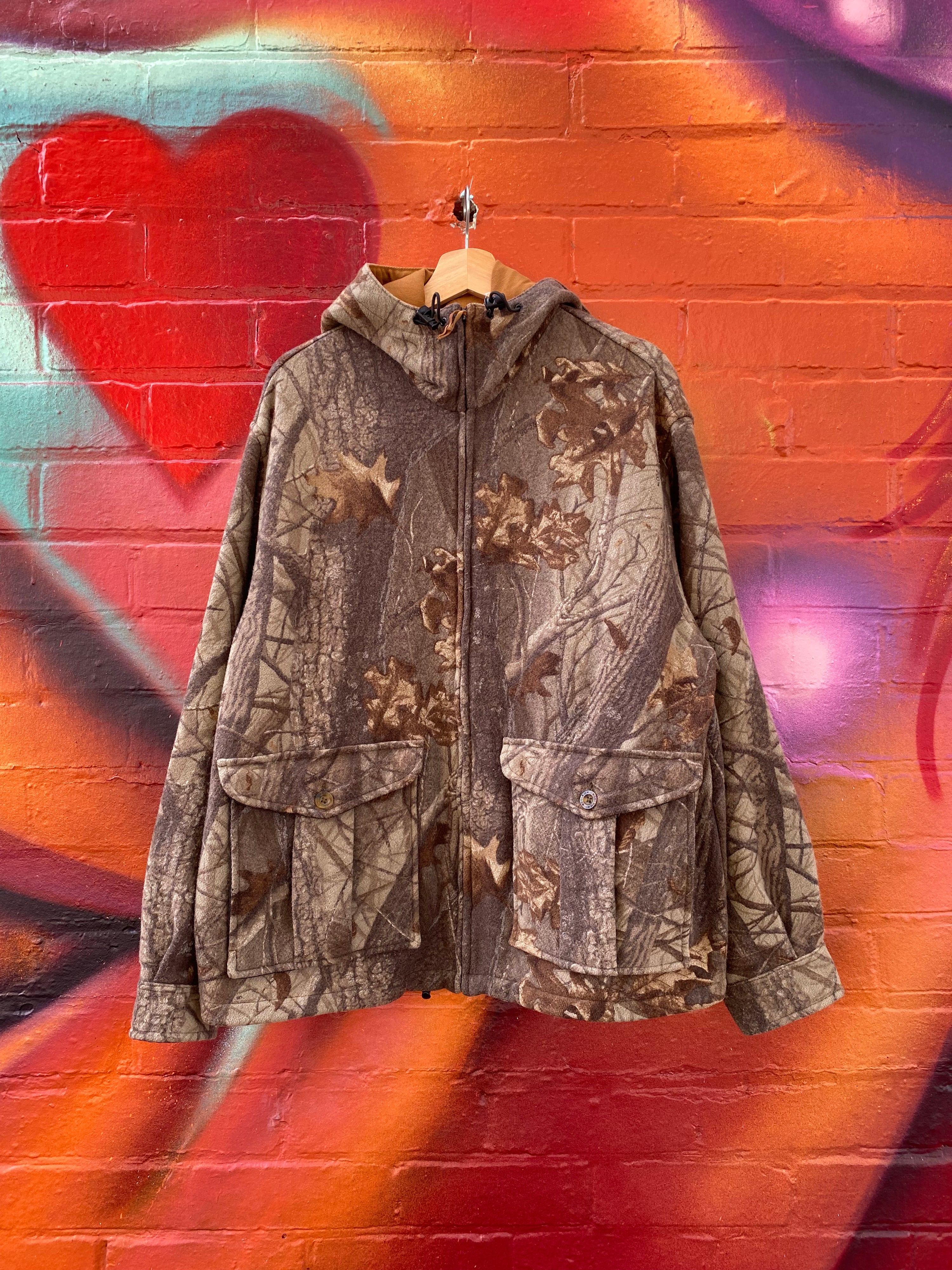 [L] Woolrich Realtree 100% Wool Hooded Jacket