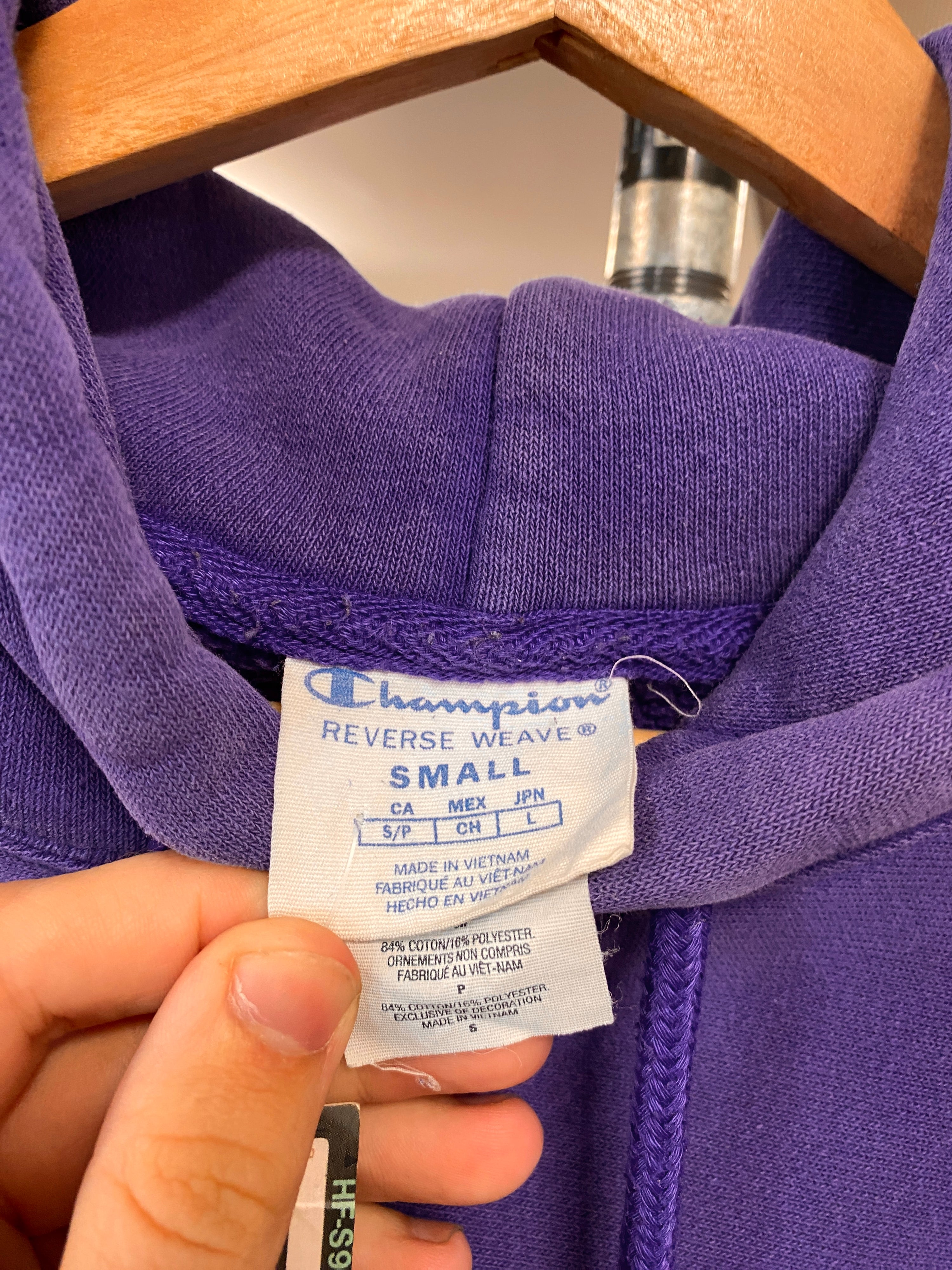 S - Champion Reverse Weave Purple 3 Spellout Hoodie