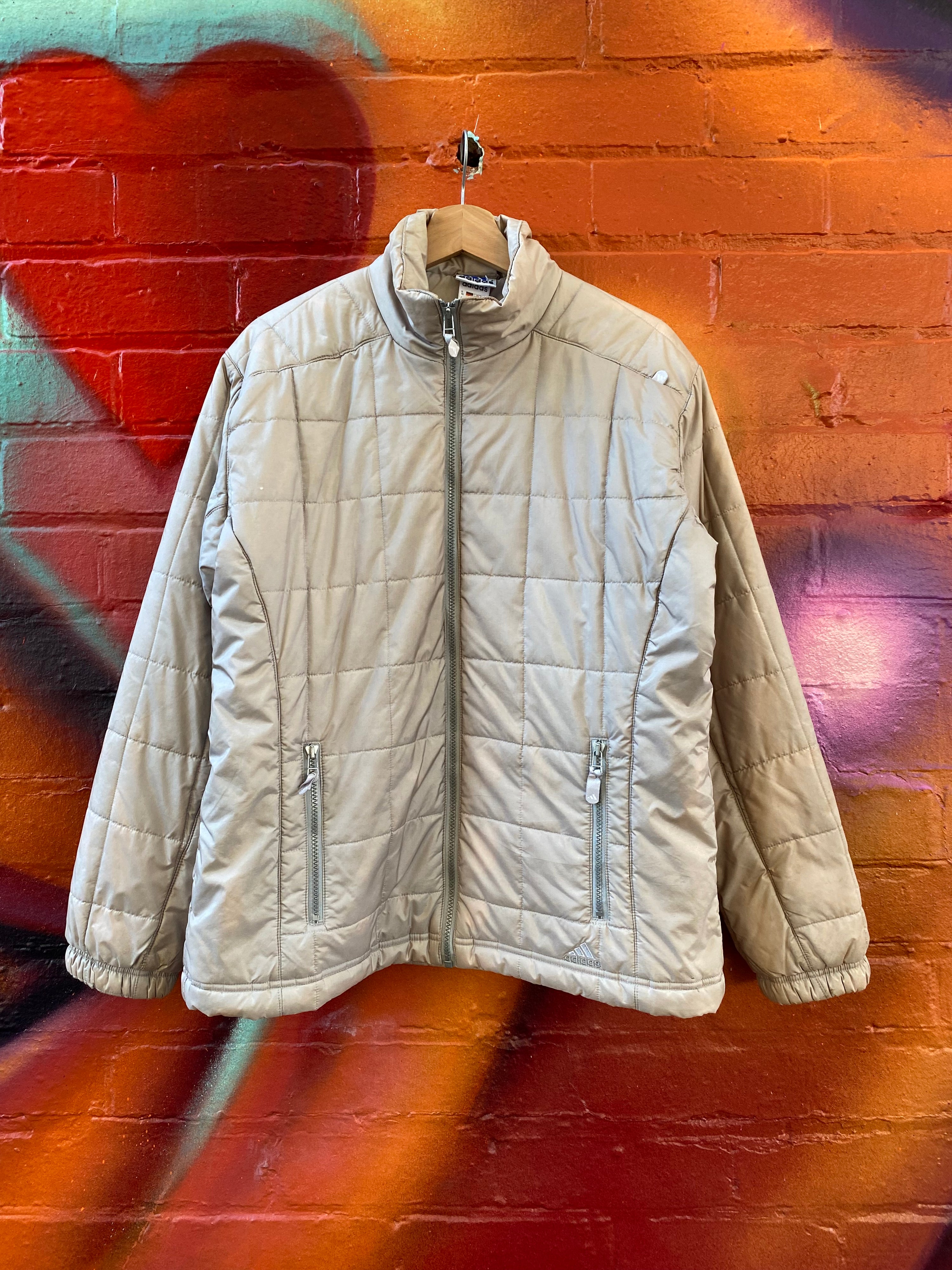[L] Adidas Cream/Coffee Puffer Jacket