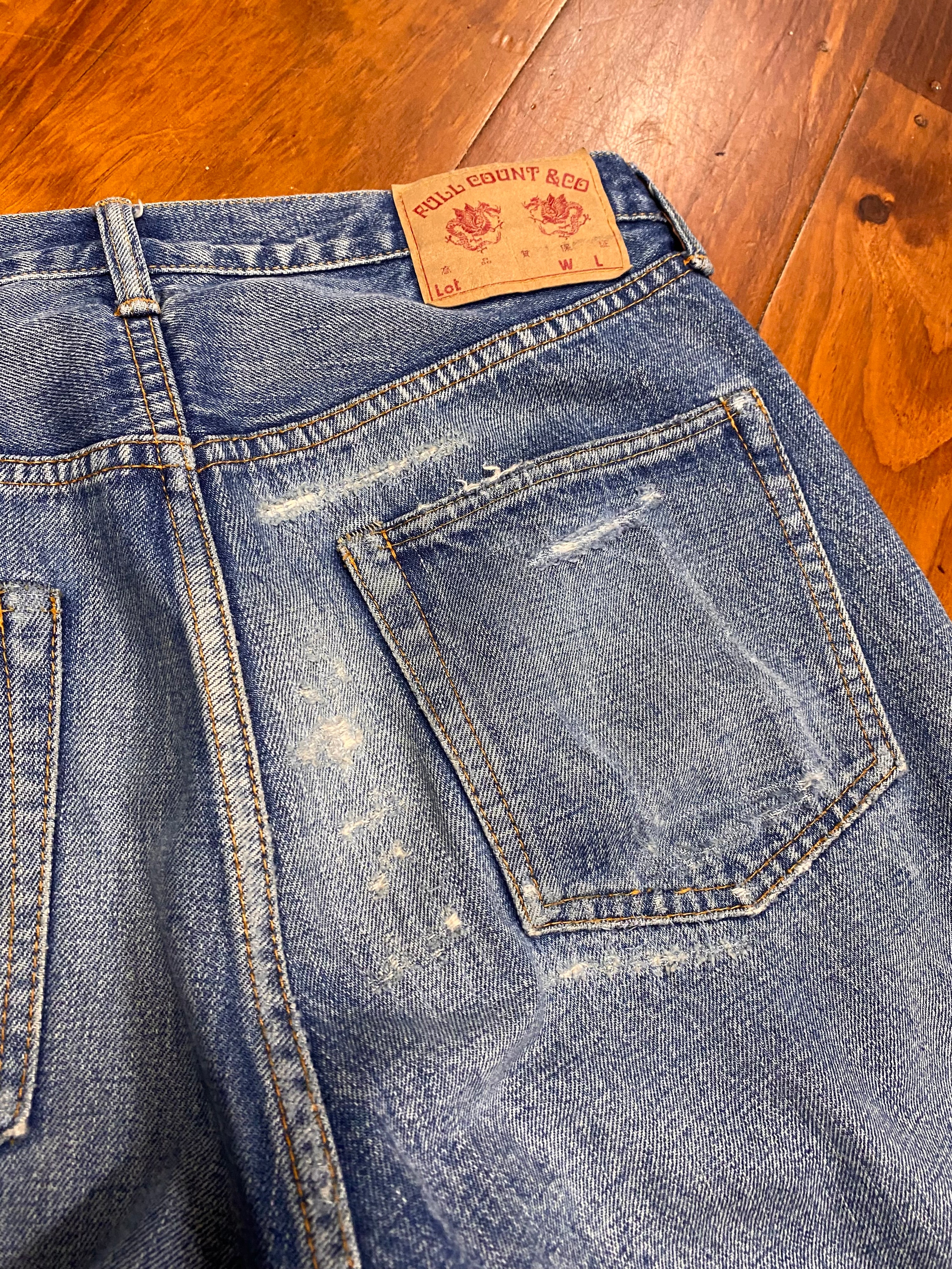 [30] Full Count & Co 1102 Vintage Wash Selvedge Denim Jeans