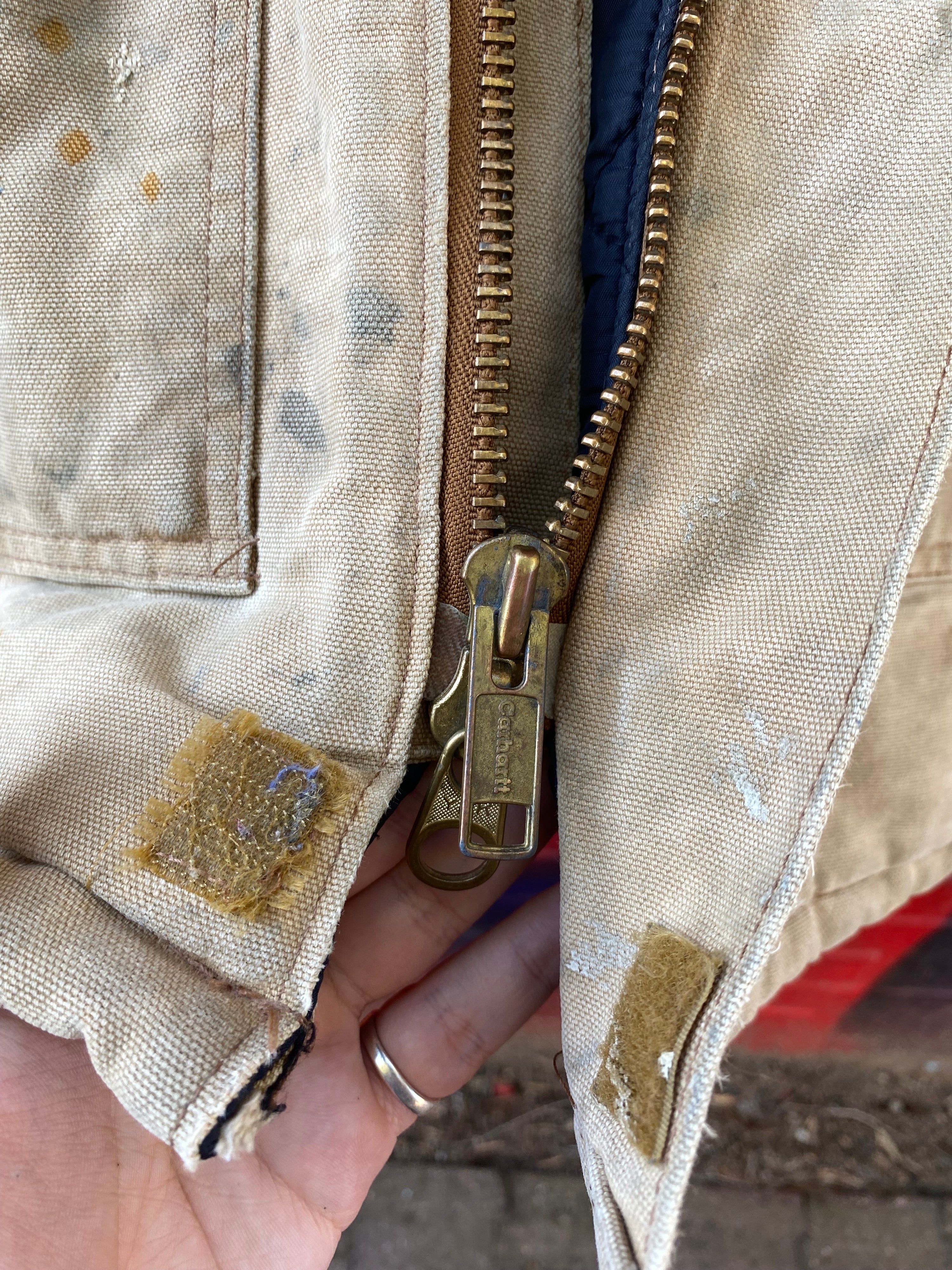 [XLT] Carhartt Thrashed Tan Chore Jacket 'Paul' Difficult Zip