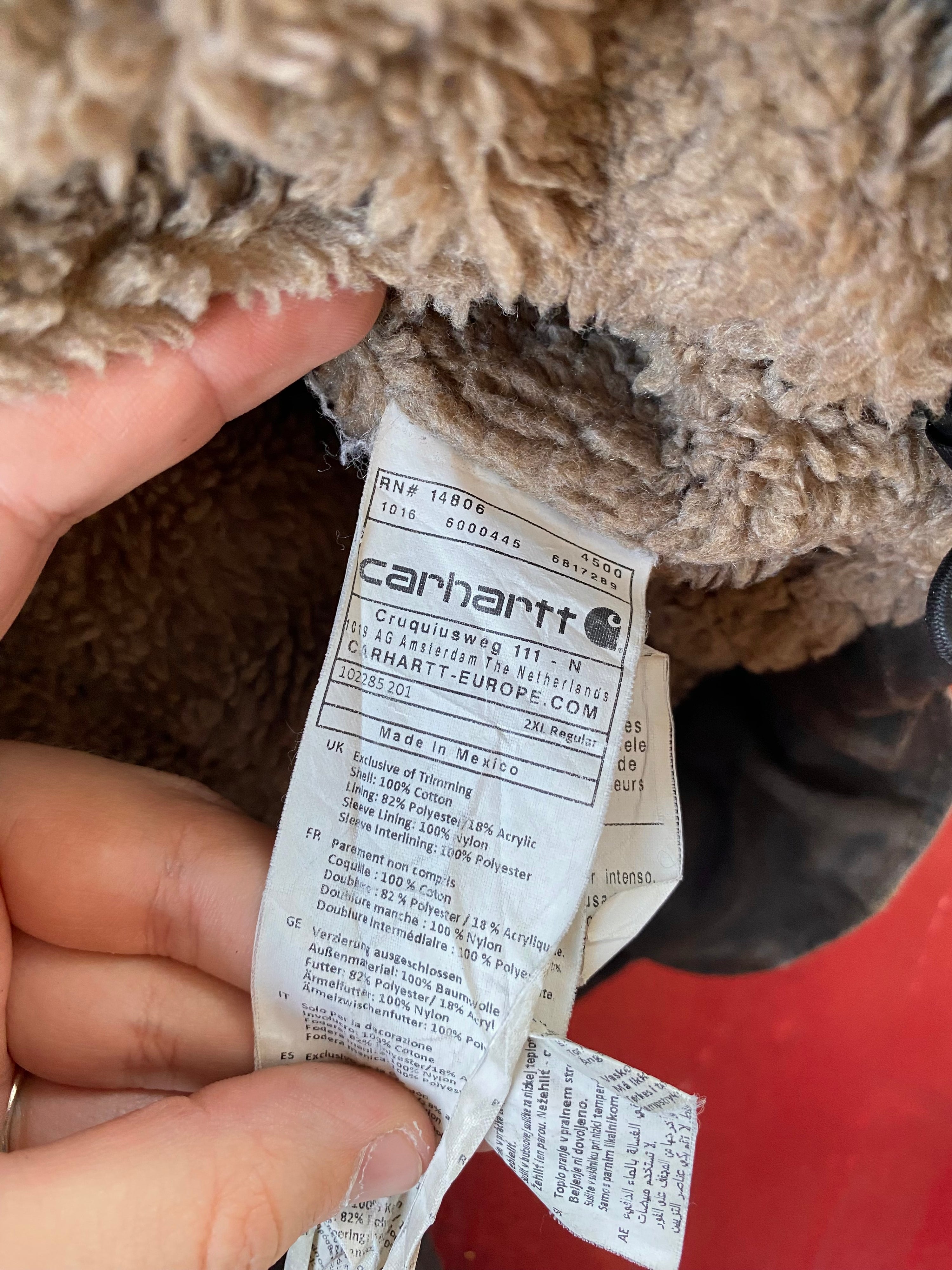 [2XL] Carhartt Brown Hooded Chore Jacket with Fleece Lining