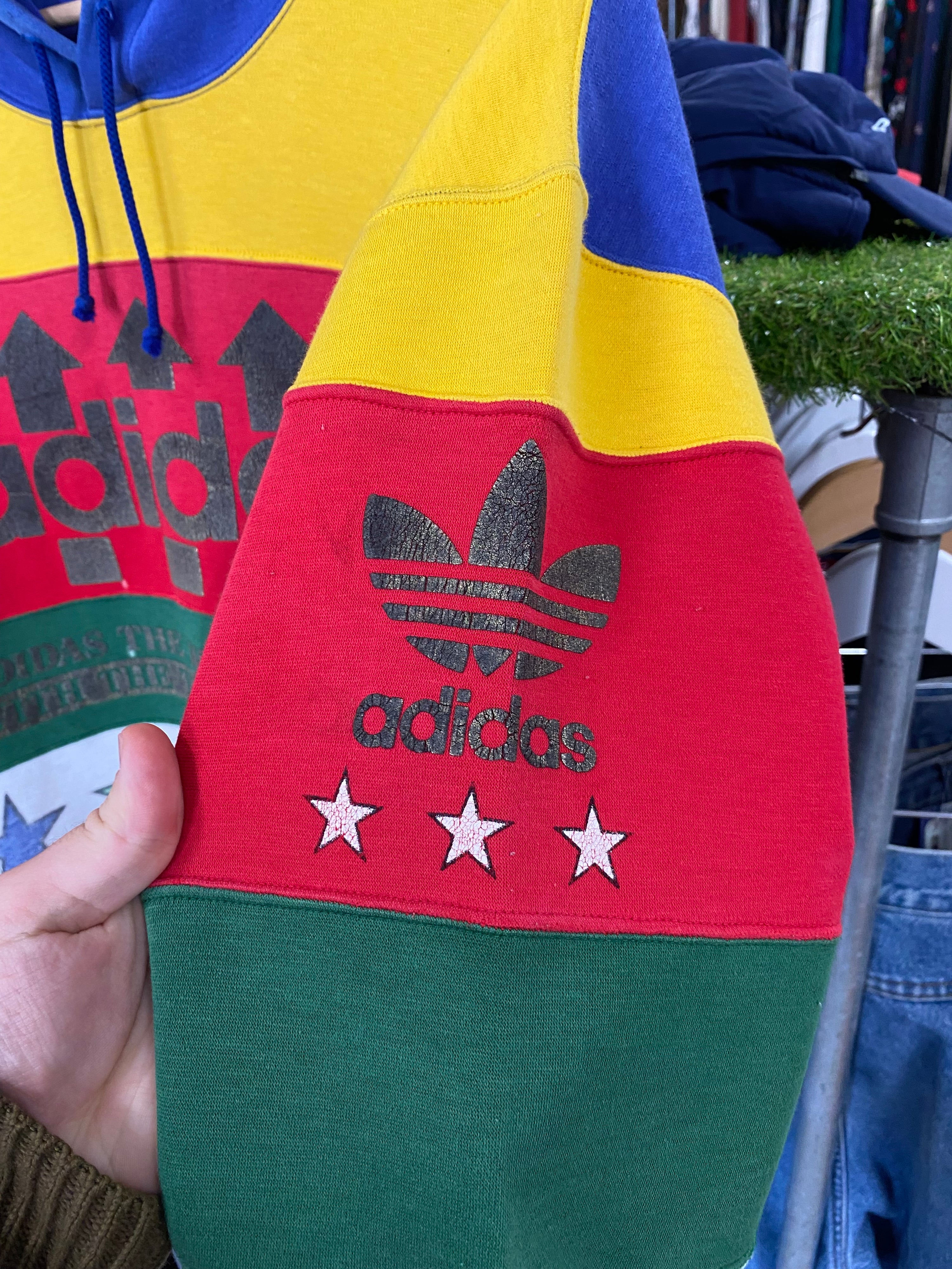 M - 1990s Adidas Colorful Striped Hoodie