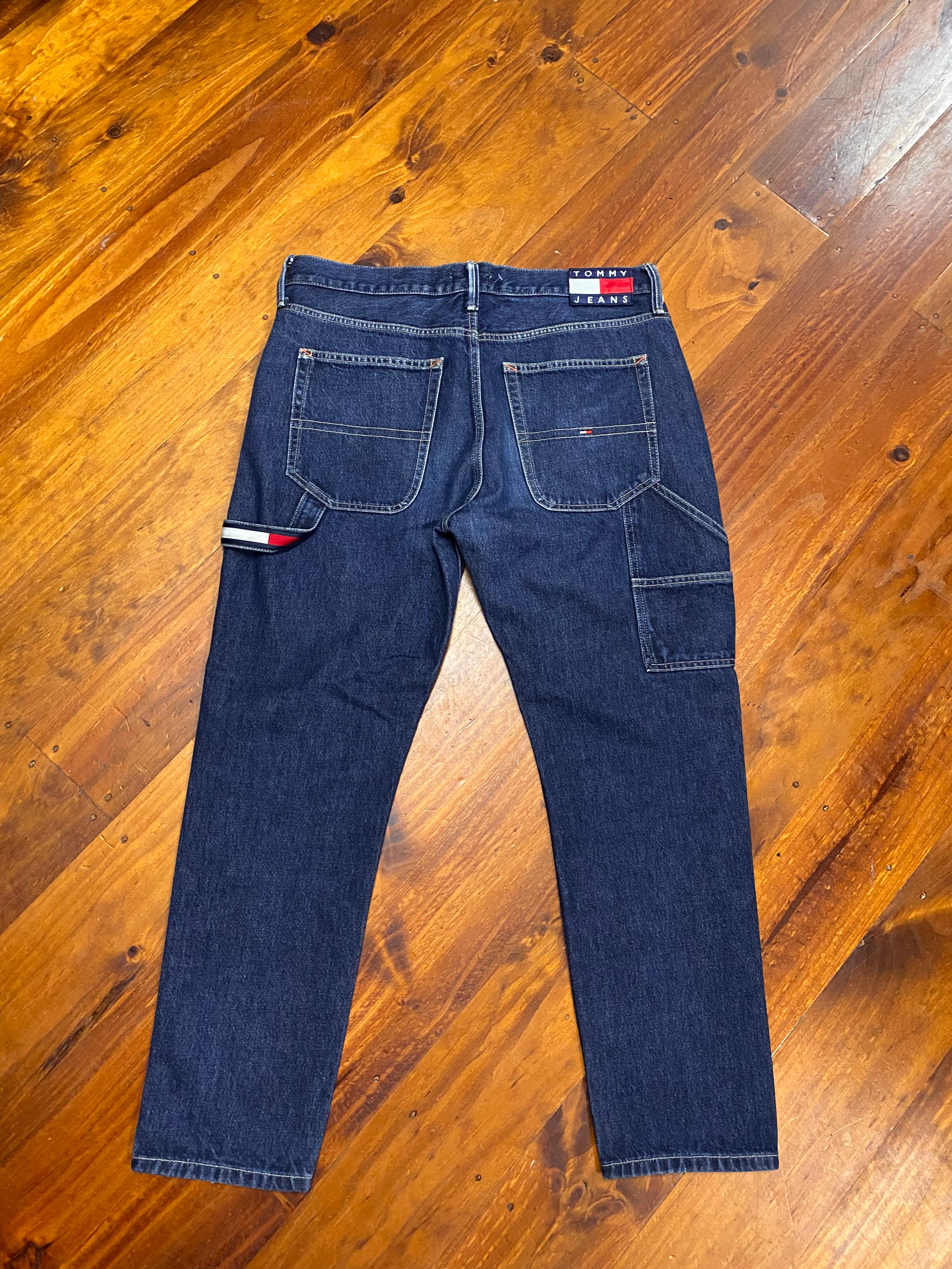 [34] Tommy Hilfiger Dark Blue Tapered Carpenter Denim Jeans 34x32