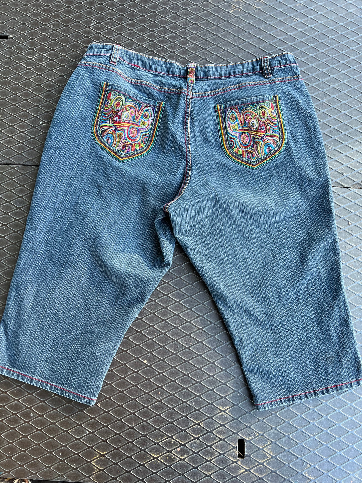 40 - Brighton Blues Rainbow Embroidered Shorts