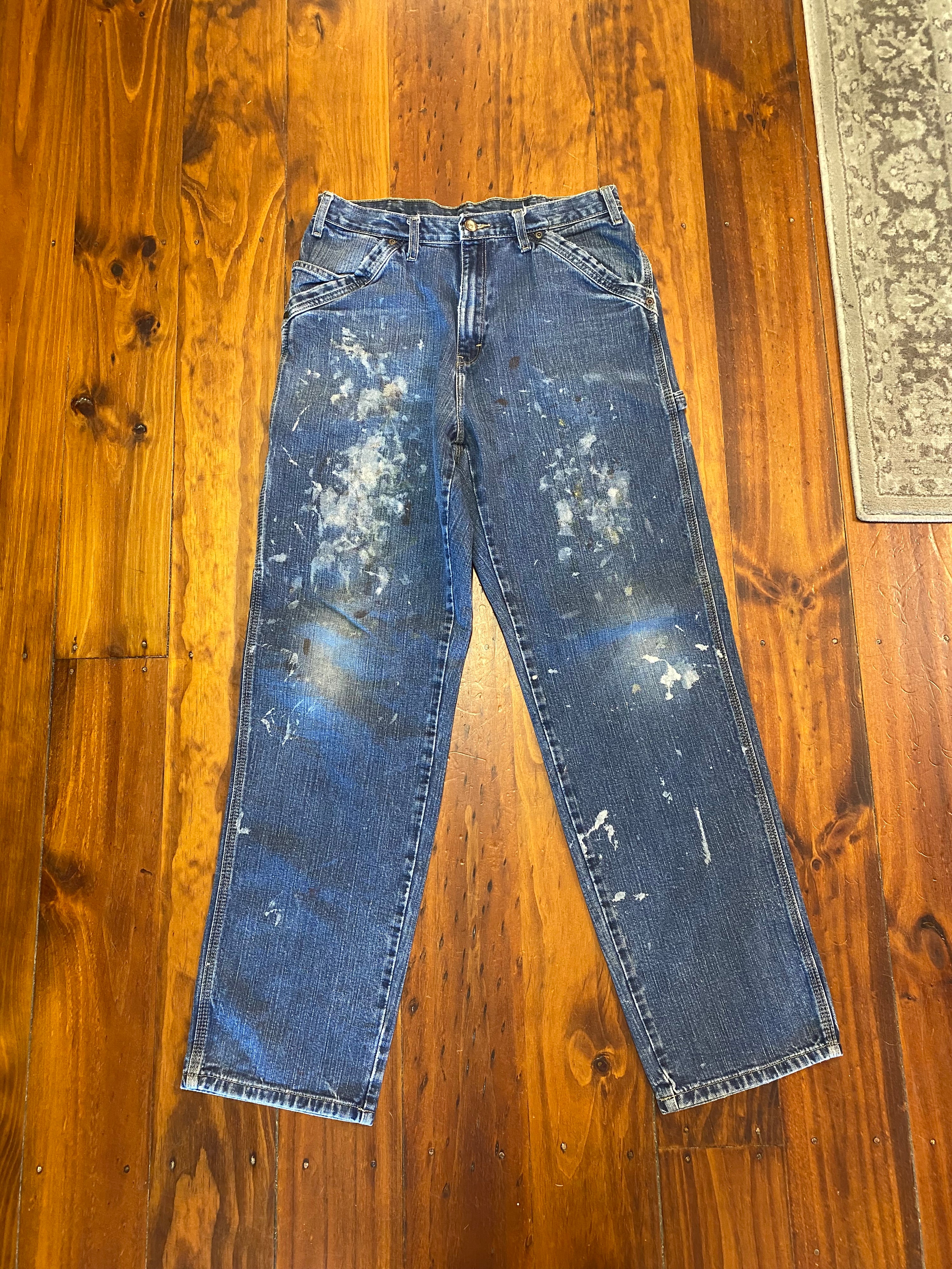 [32] Dickies Paint Spatter Blue Jeans 32x34