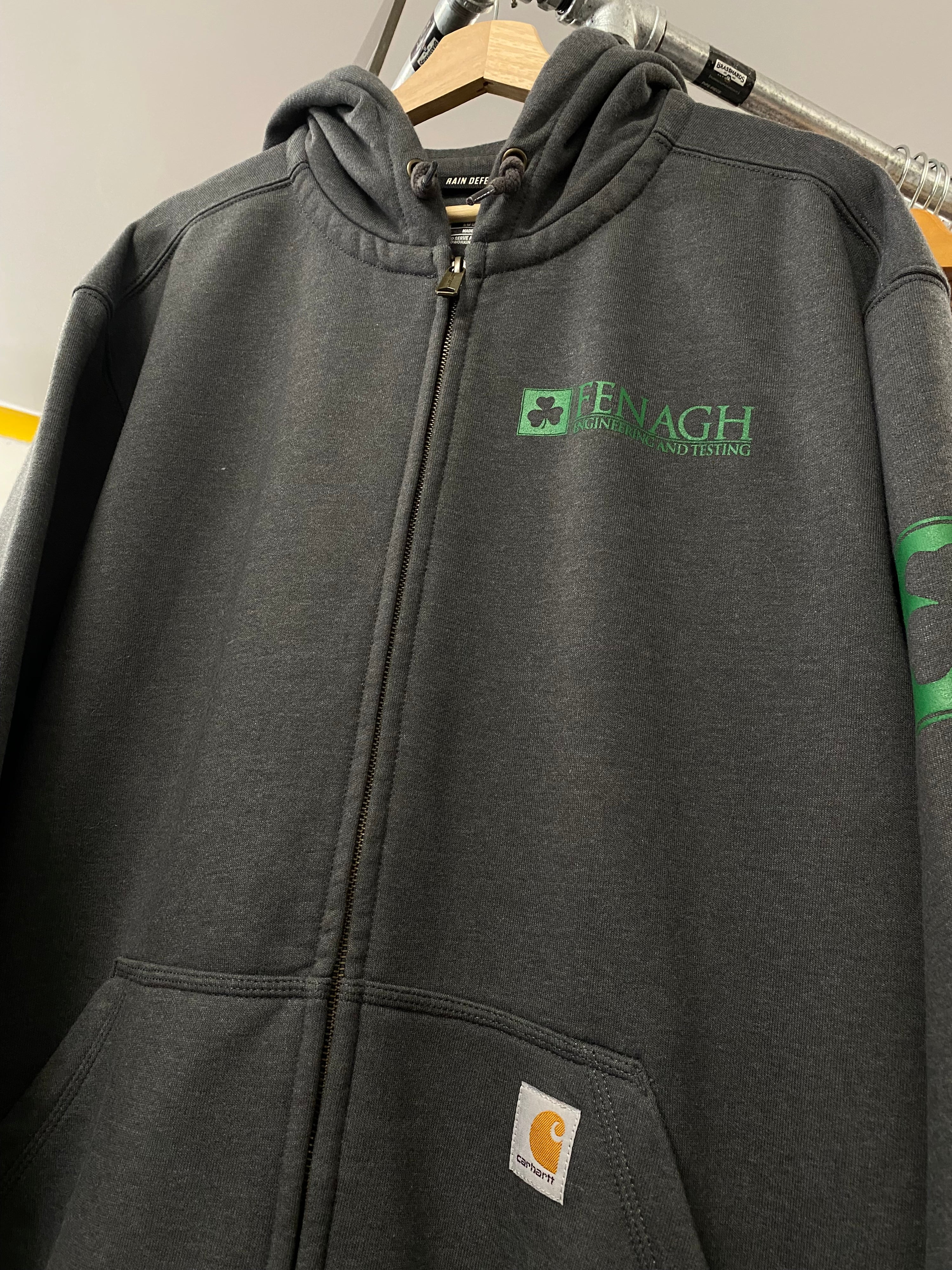 [XL] Carhartt 'Fenagh Engineering' Rain Defencer Grey Zip Up Hoodie