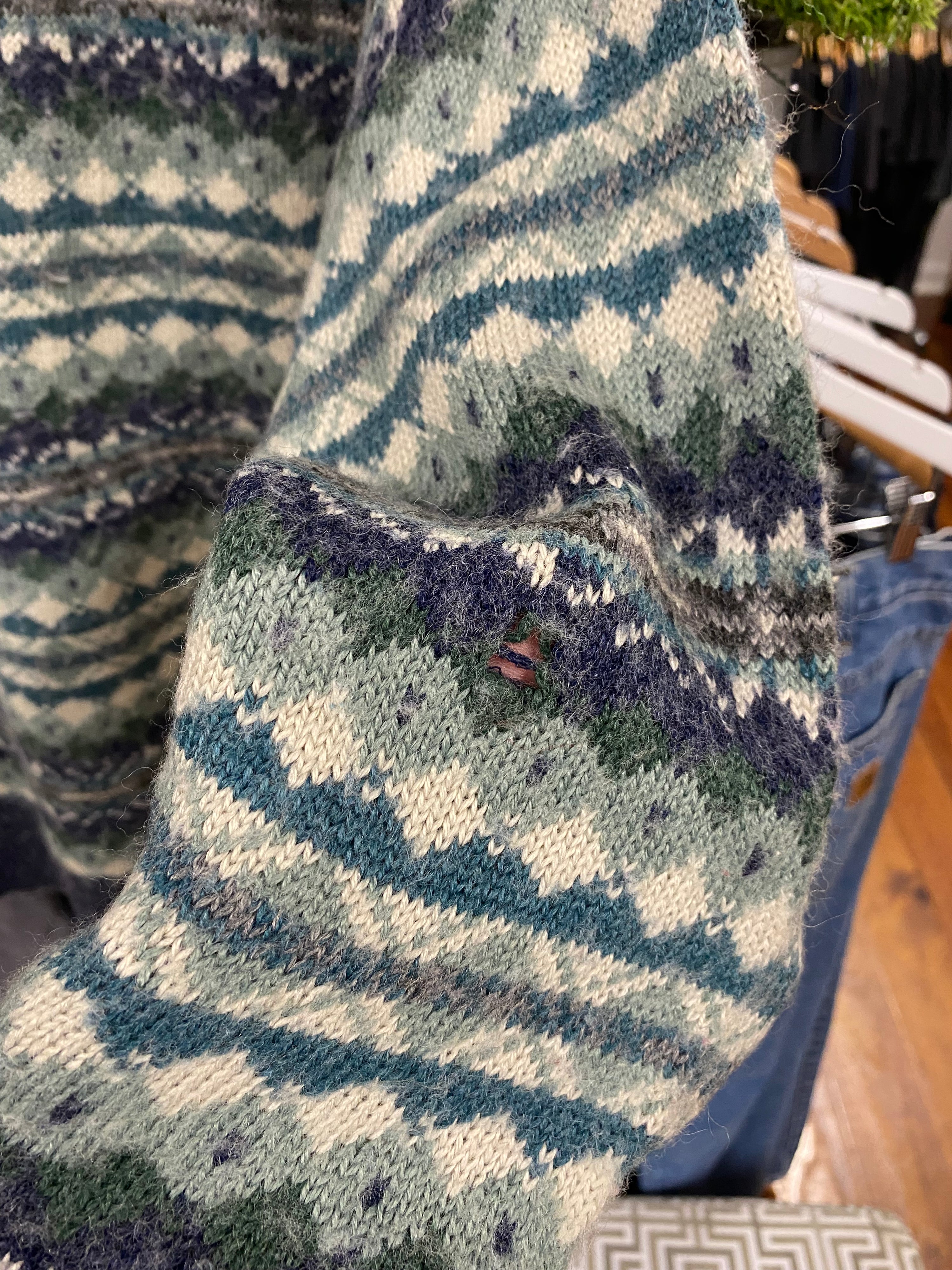 [S] Tip Top Tailors Blue/Green Knit Jumper