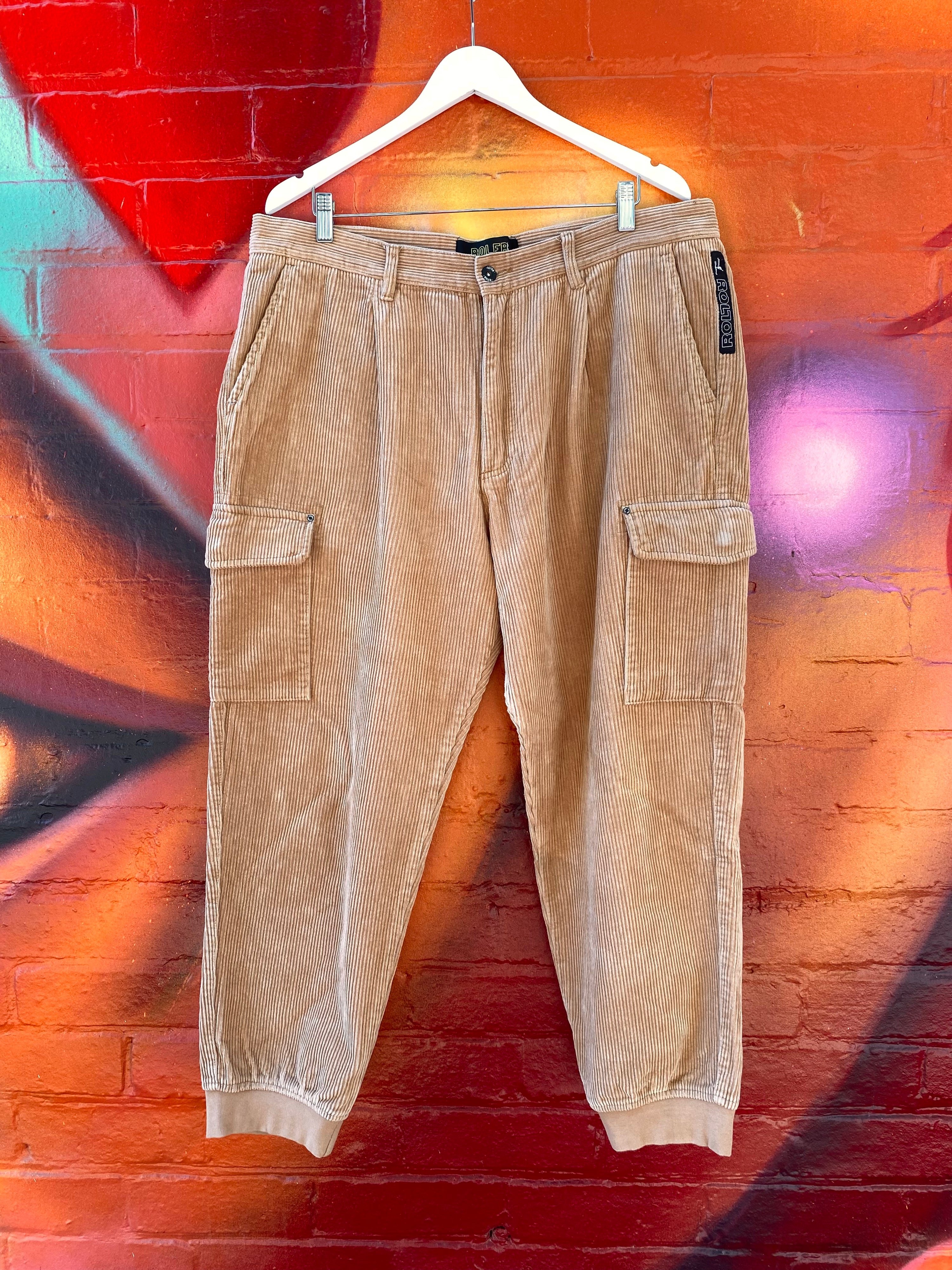 [2XL] Roler Light Brown Cord Cargo Pants