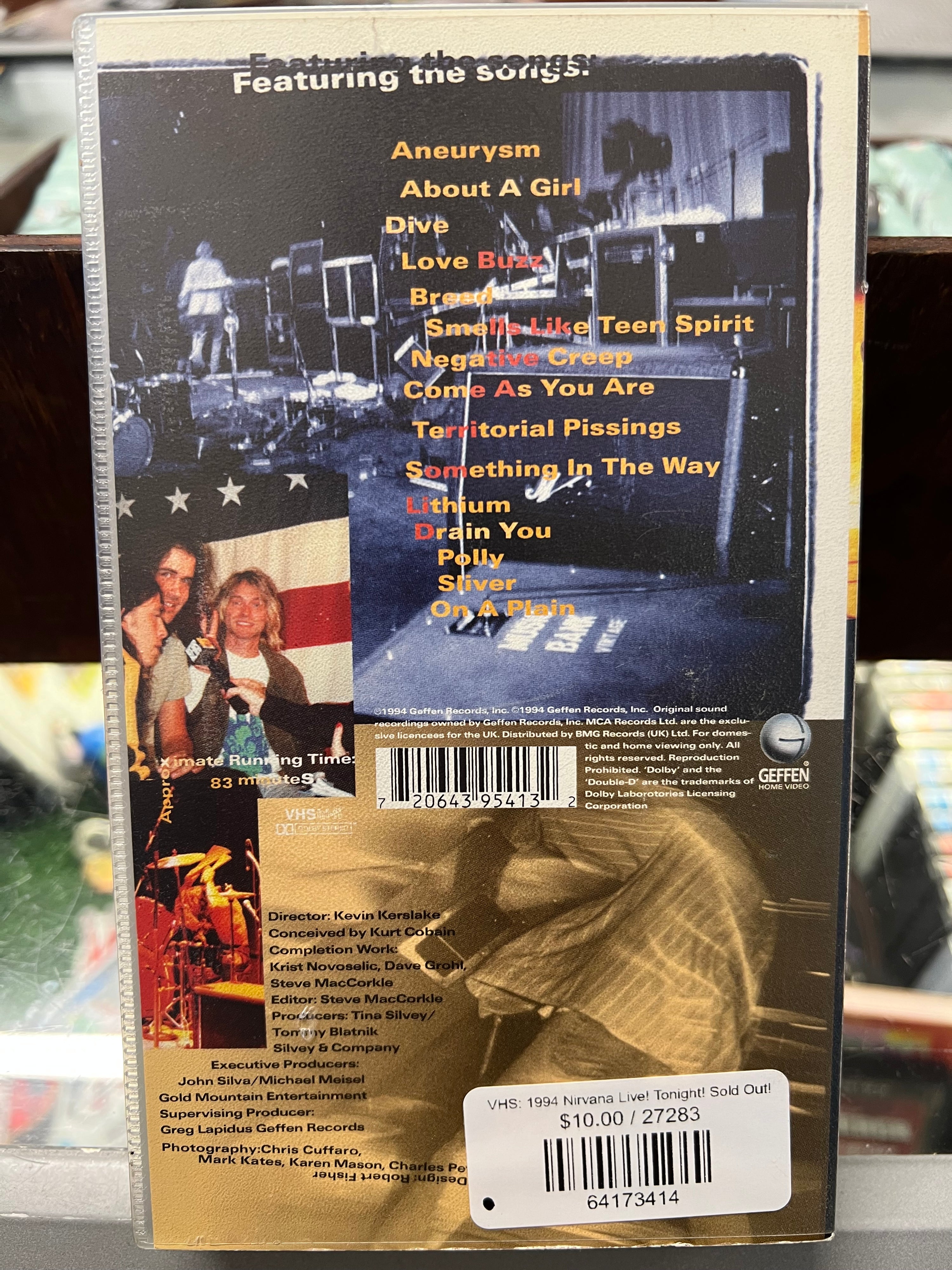 VHS: 1994 Nirvana Live! Tonight! Sold Out!