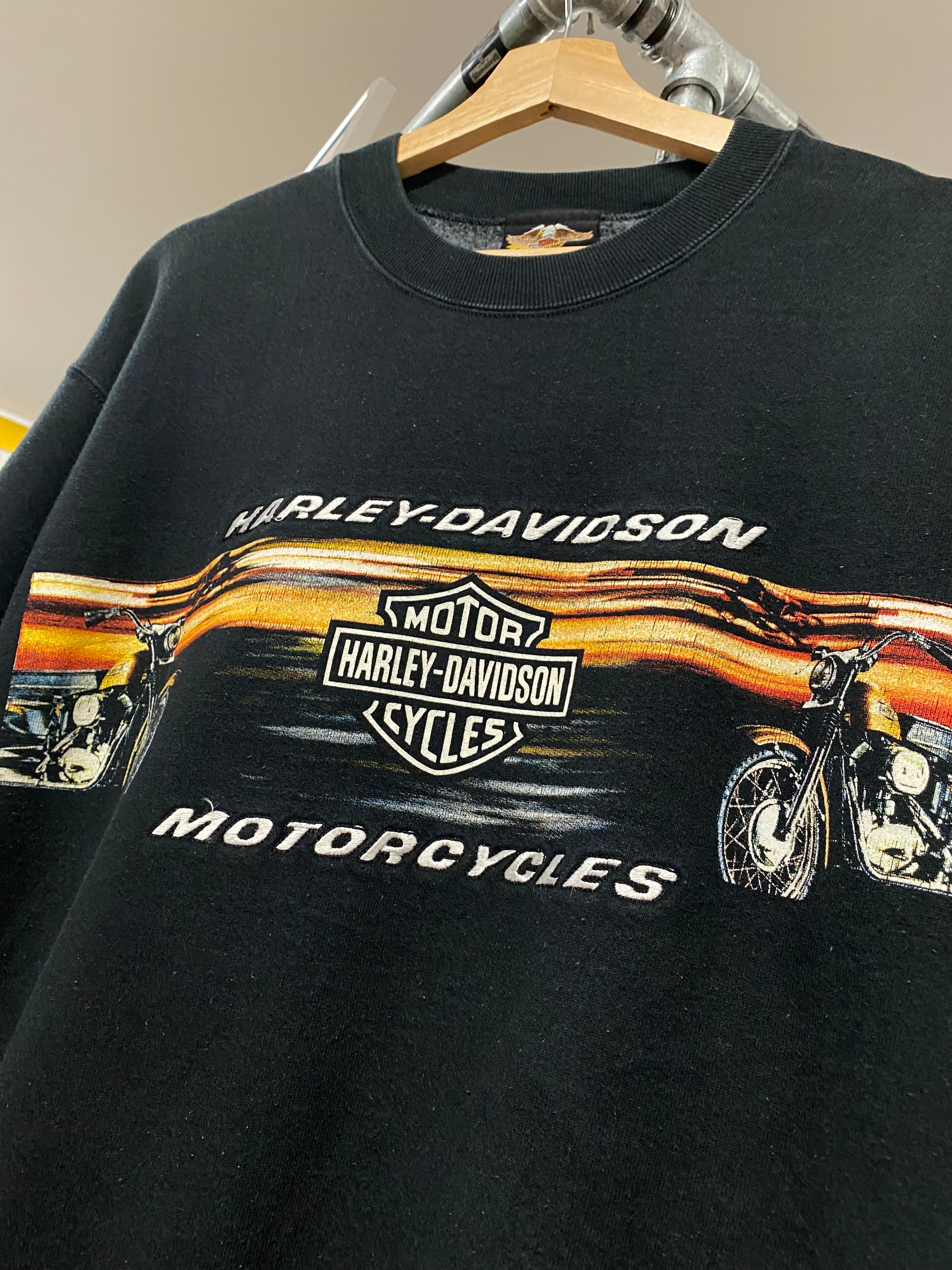 [L] Vintage Harley Davidson Embroidered Black Jumper