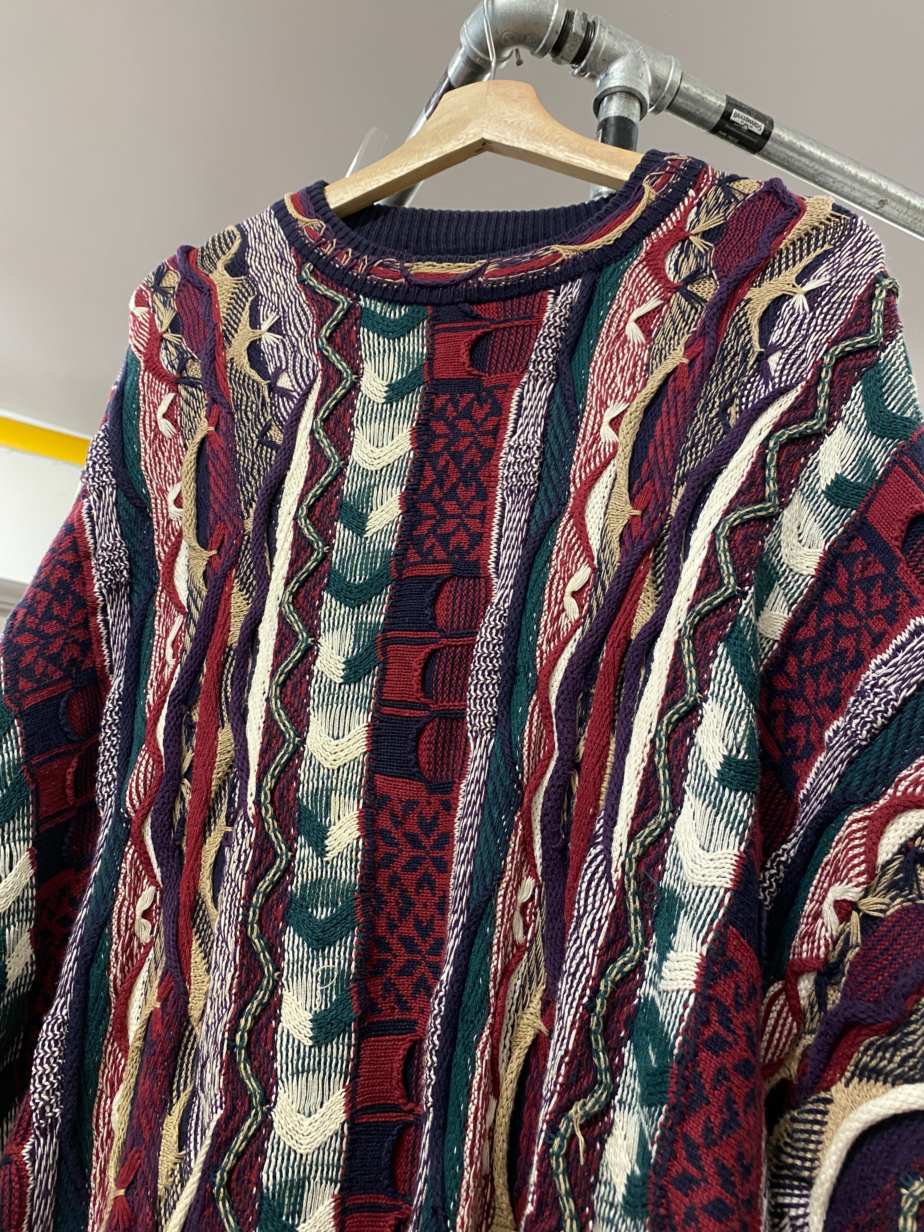 XL - Vintage Coogi Purple/Red Heavy Wool Jumper