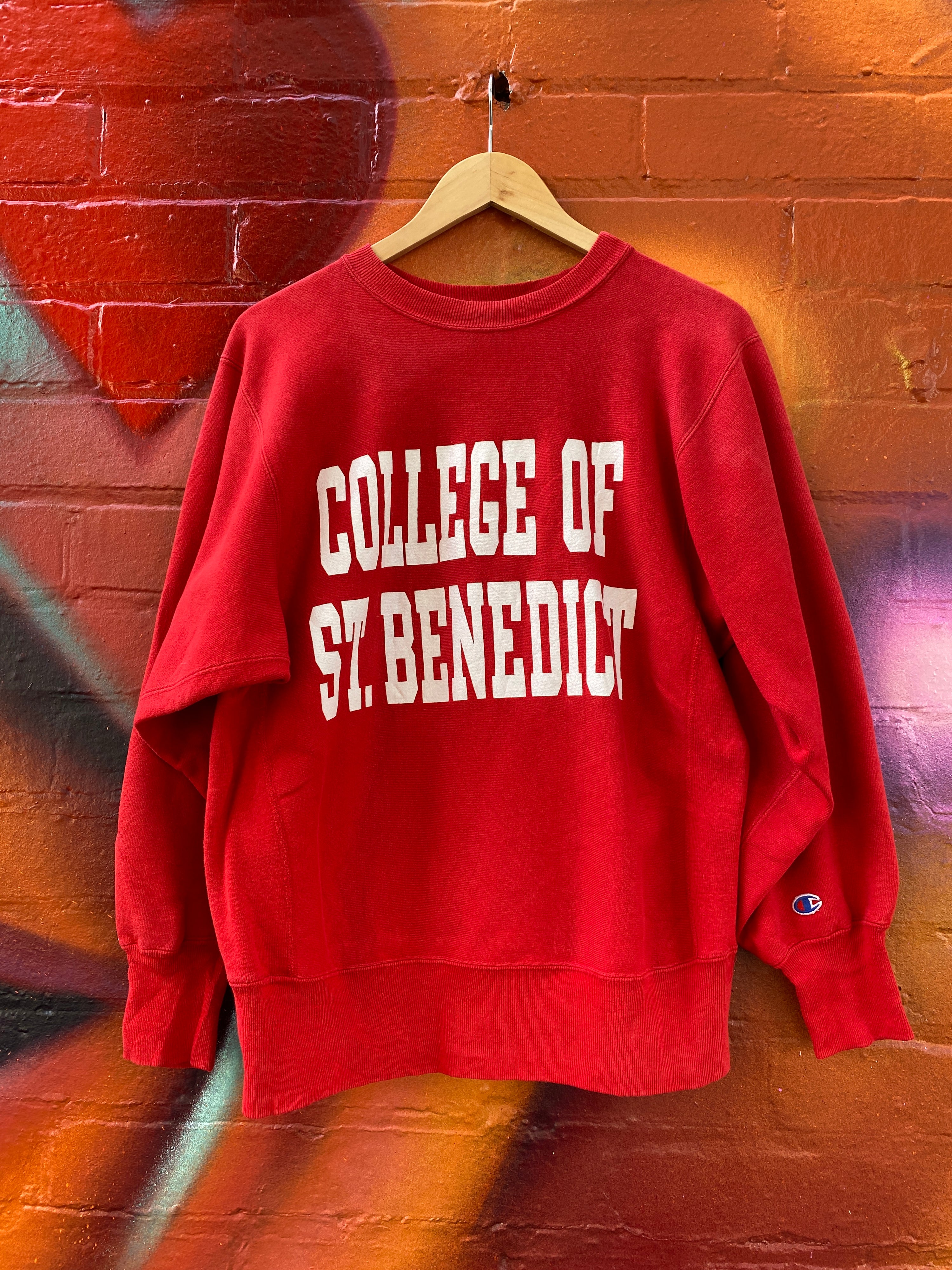 M - 90s College Of St Benedict Reverse Weave Jumper