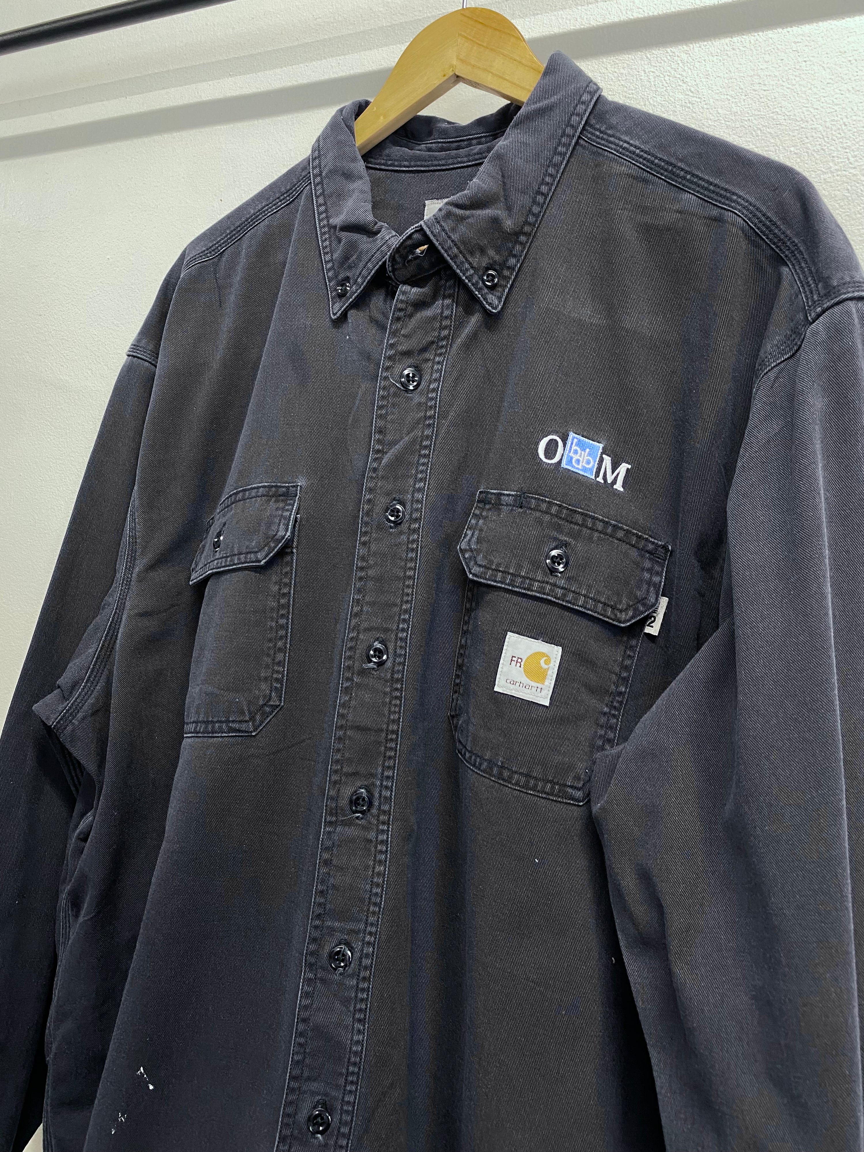 2XL - Carhartt FR Navy LS Button-up Paint Marks