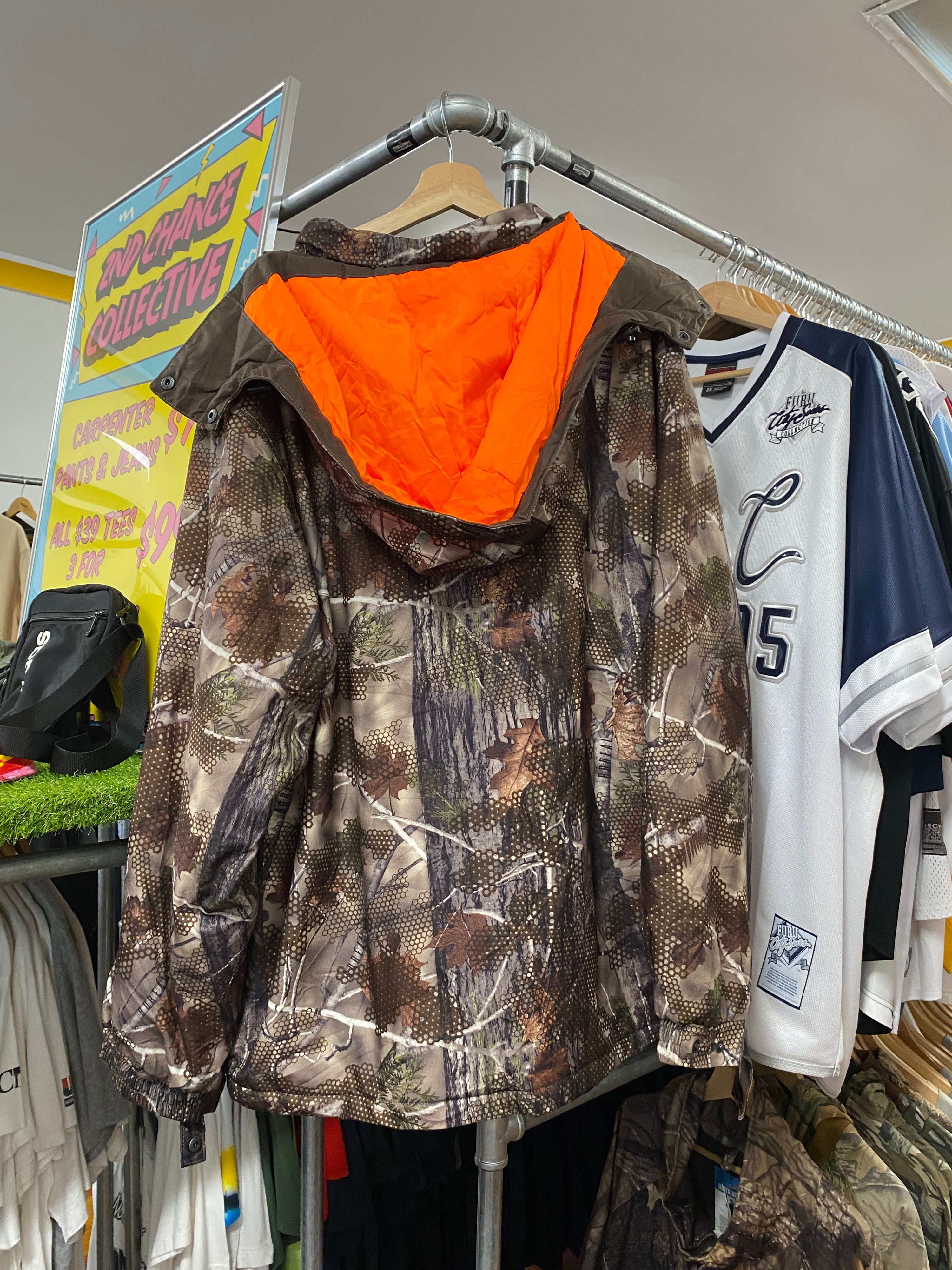 XL - Reversable Mountain Ridge Hooded Hunting Jacket Camo/Orange