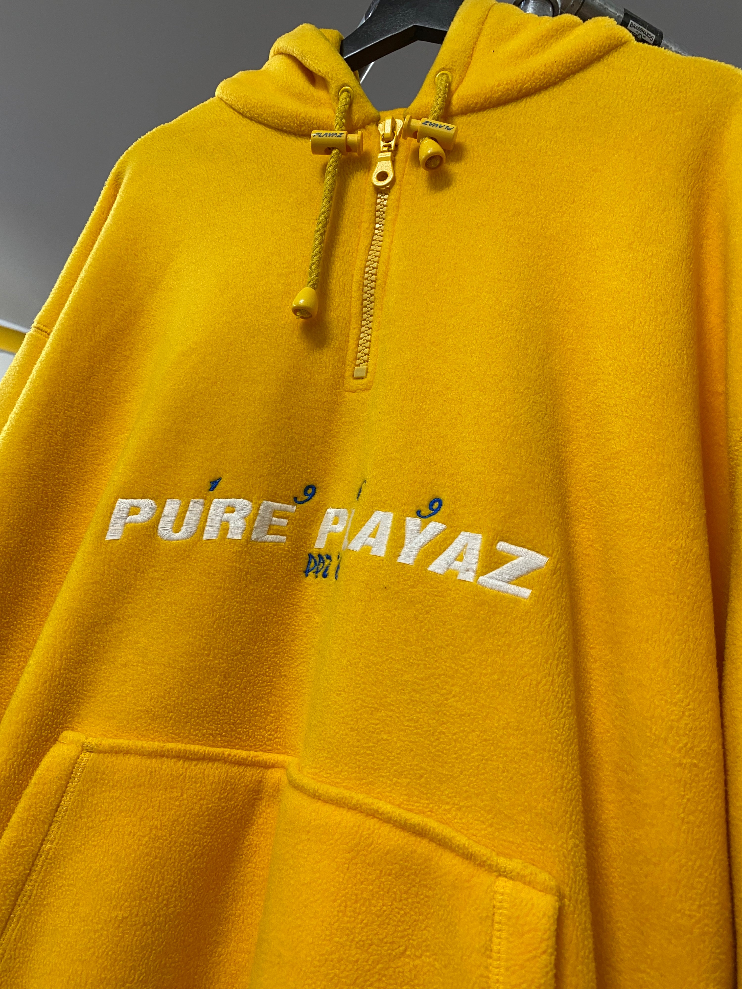 XL - Vintage Pure Playaz Bright Yellow 1/4 Zip Fleece