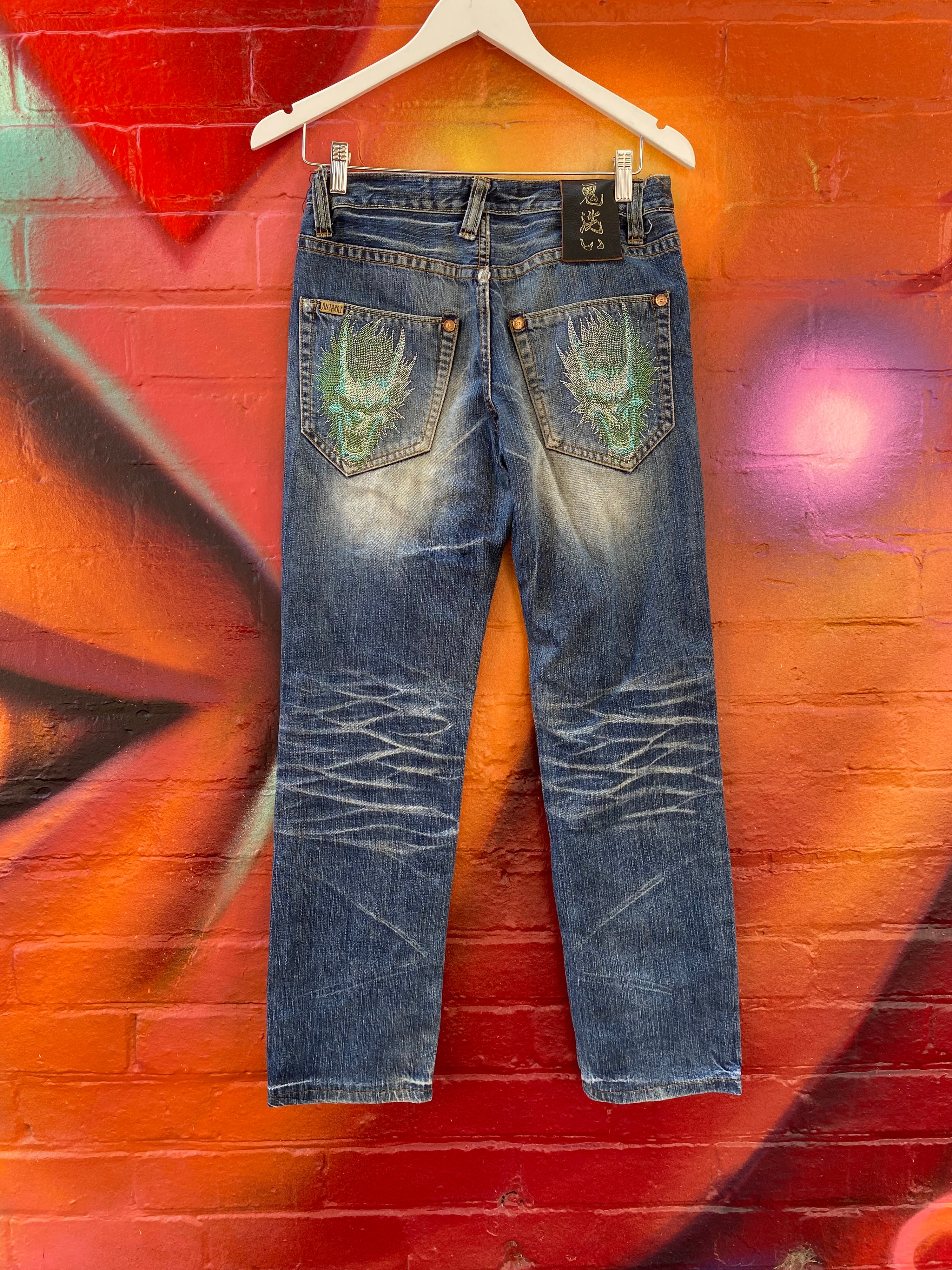 [28] Onirrai Dragon Stud Pockets Denim Jeans