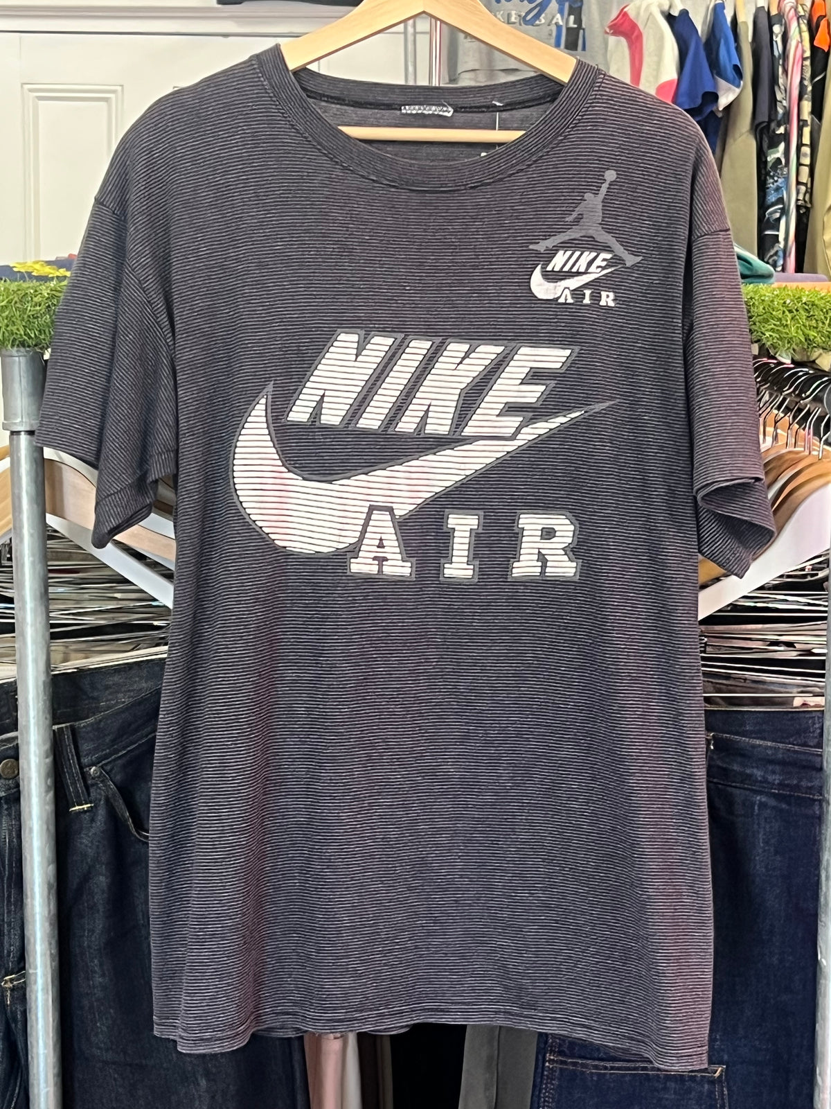 XL - Vintage Nike Air Black/Grey Striped Tshirt