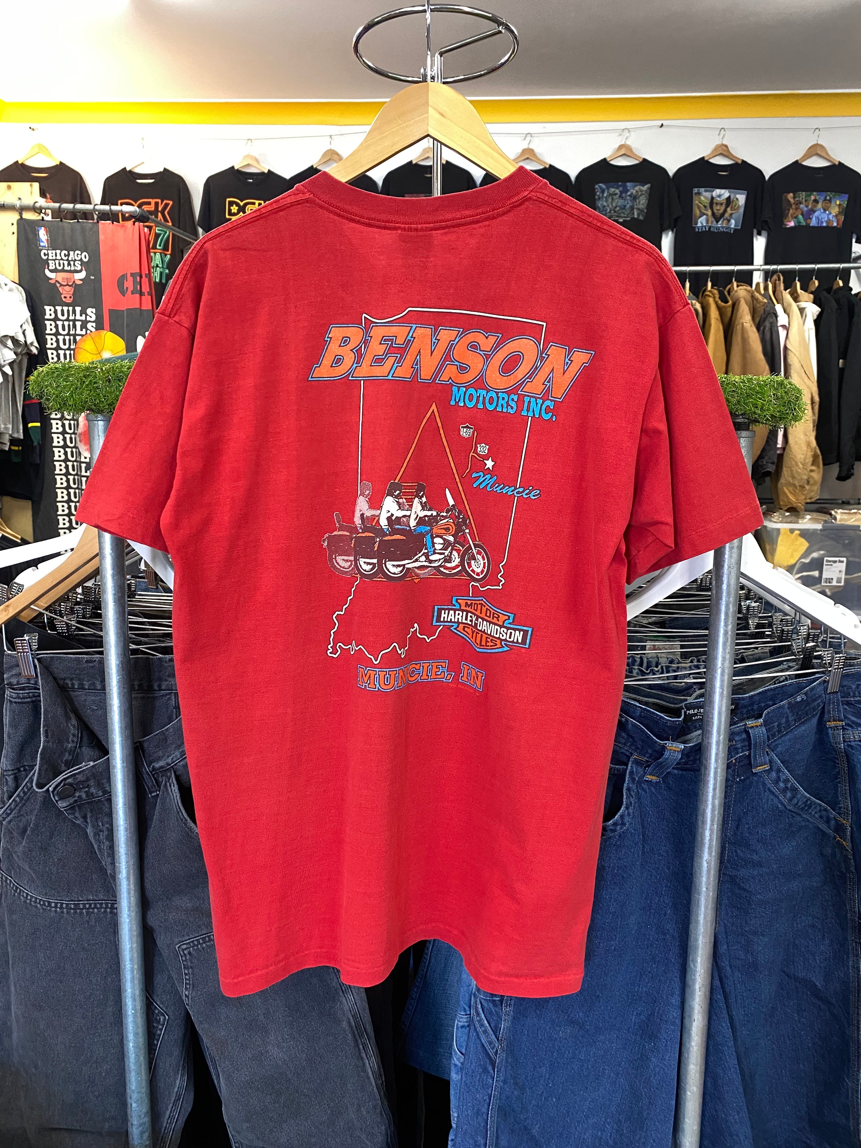 XL - 1991 Harley Davidson Red DS Tee Benson Motors Inc