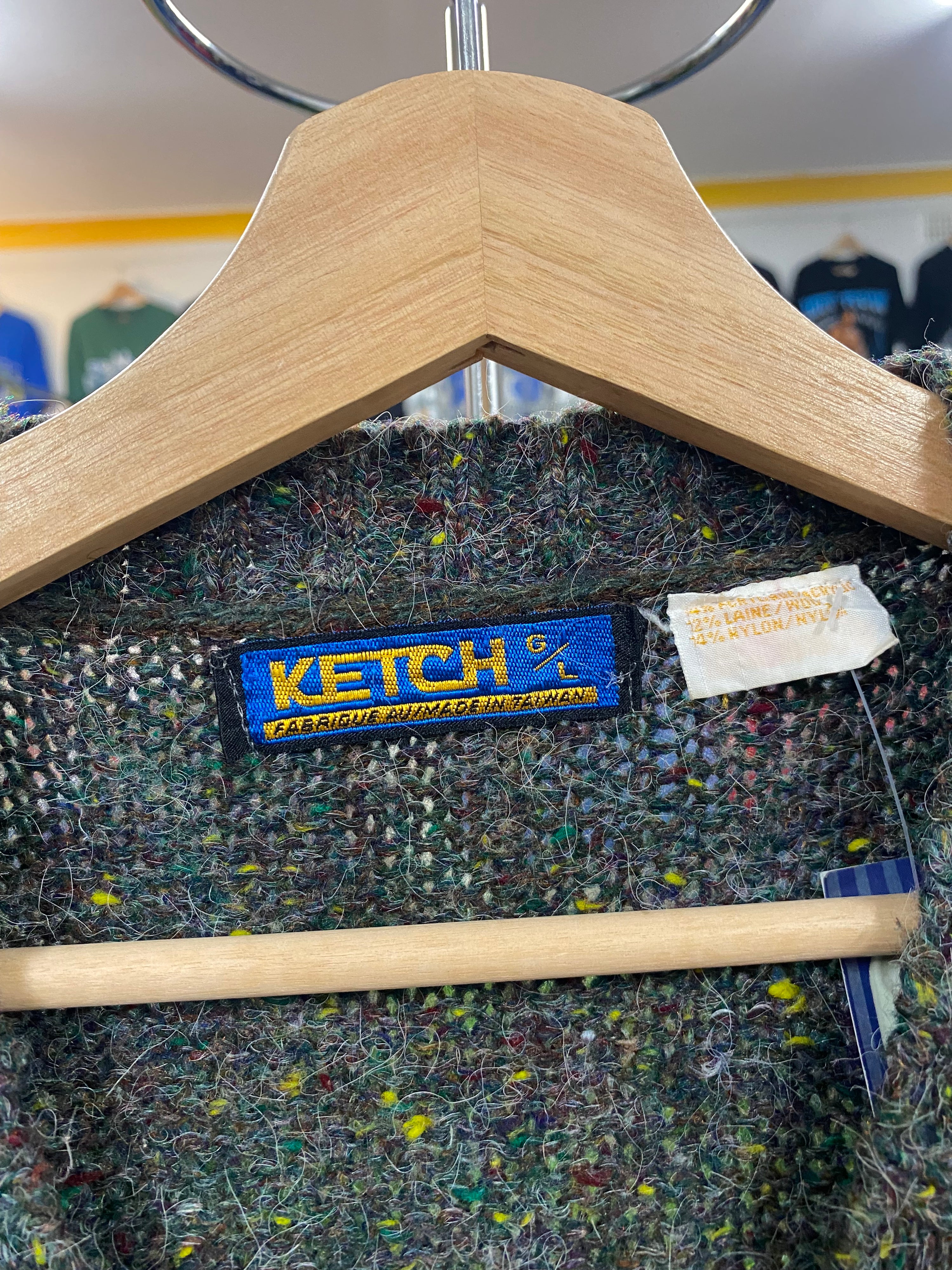 [L] Ketch Green/Cream Speckled Knit Vest