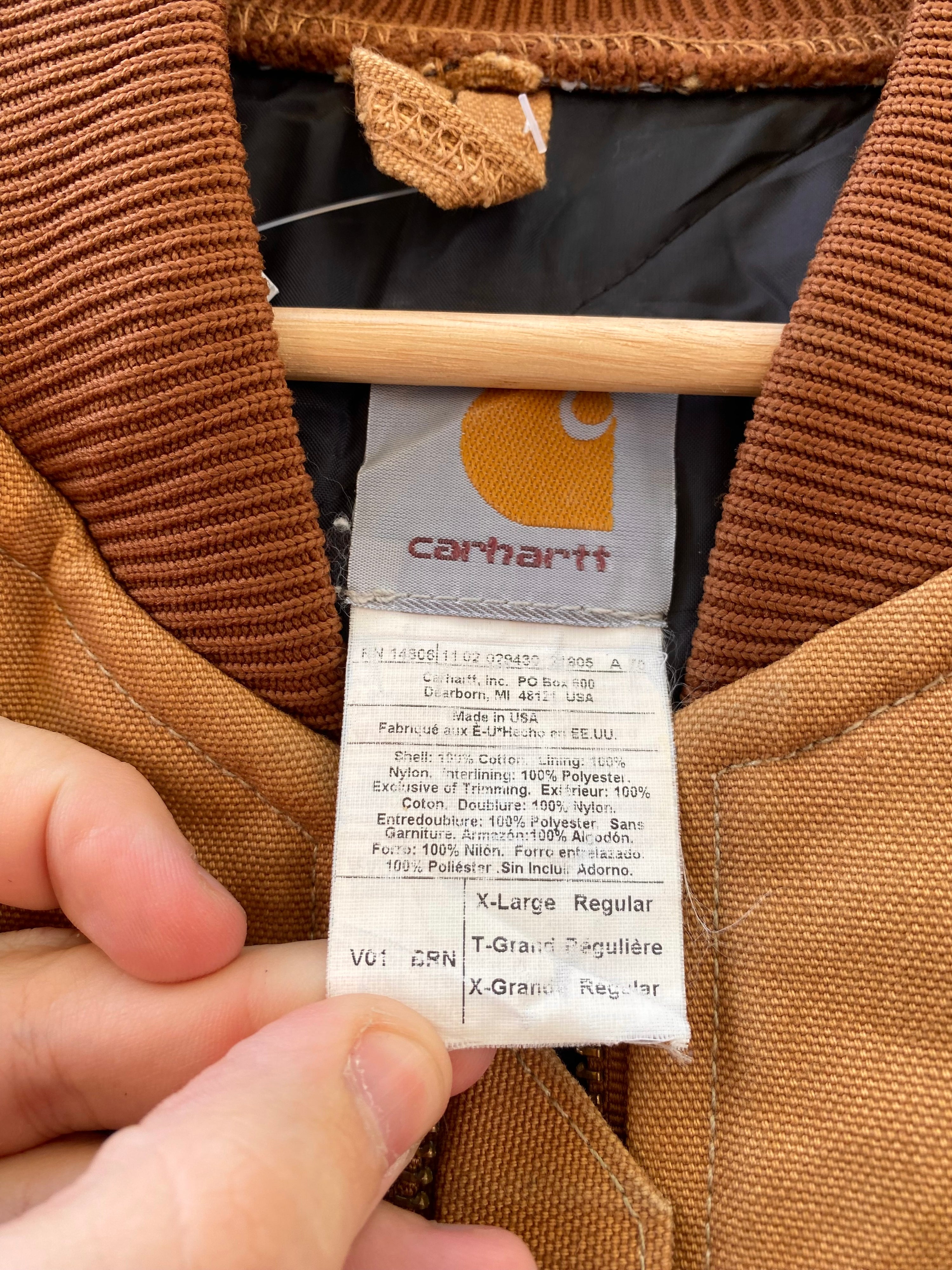 [XL] Carhartt Brown Vest Quilted Interior V01 BRN