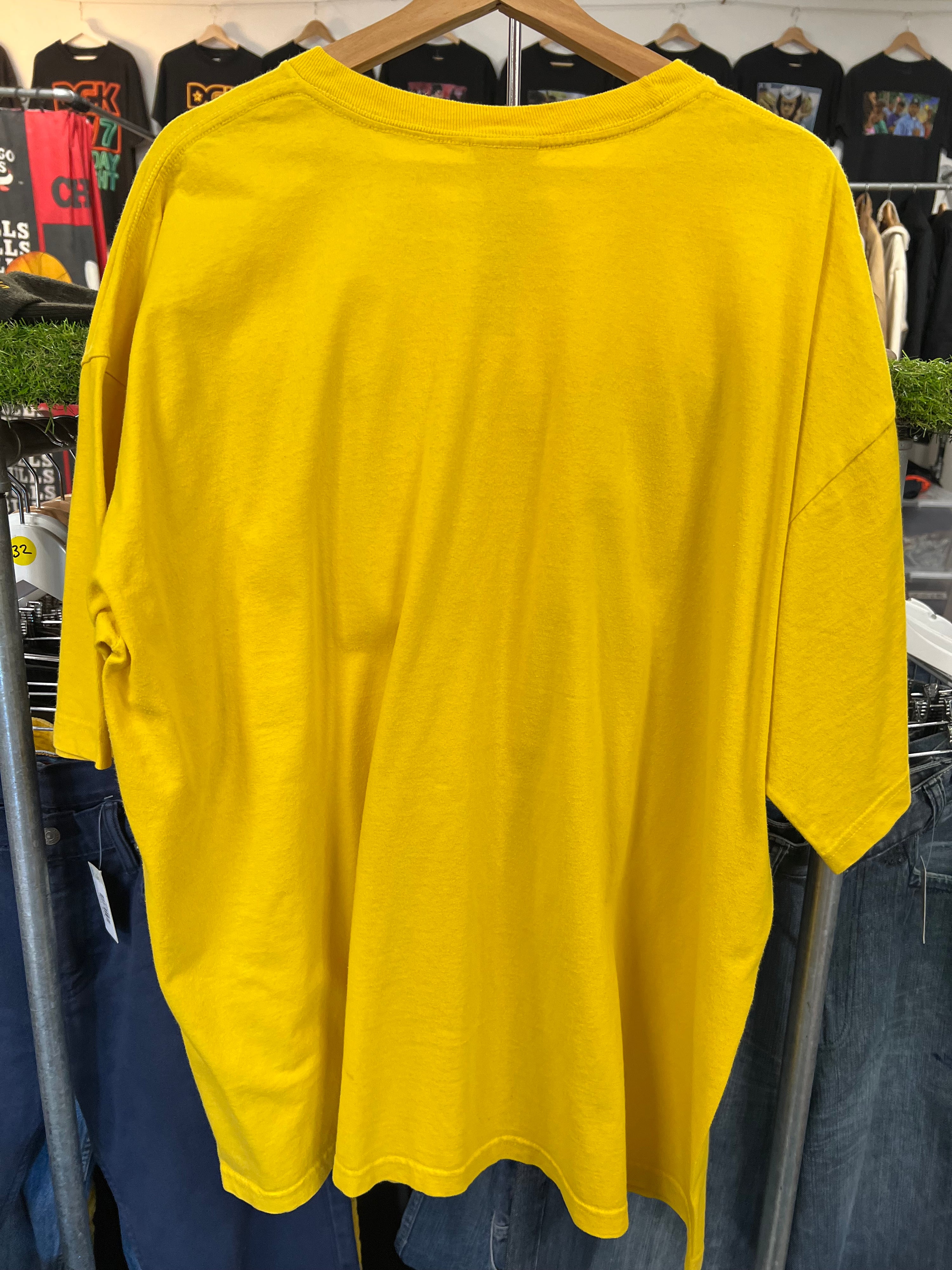 2XL - Adidas White Stripe Embroidered Yellow Tee