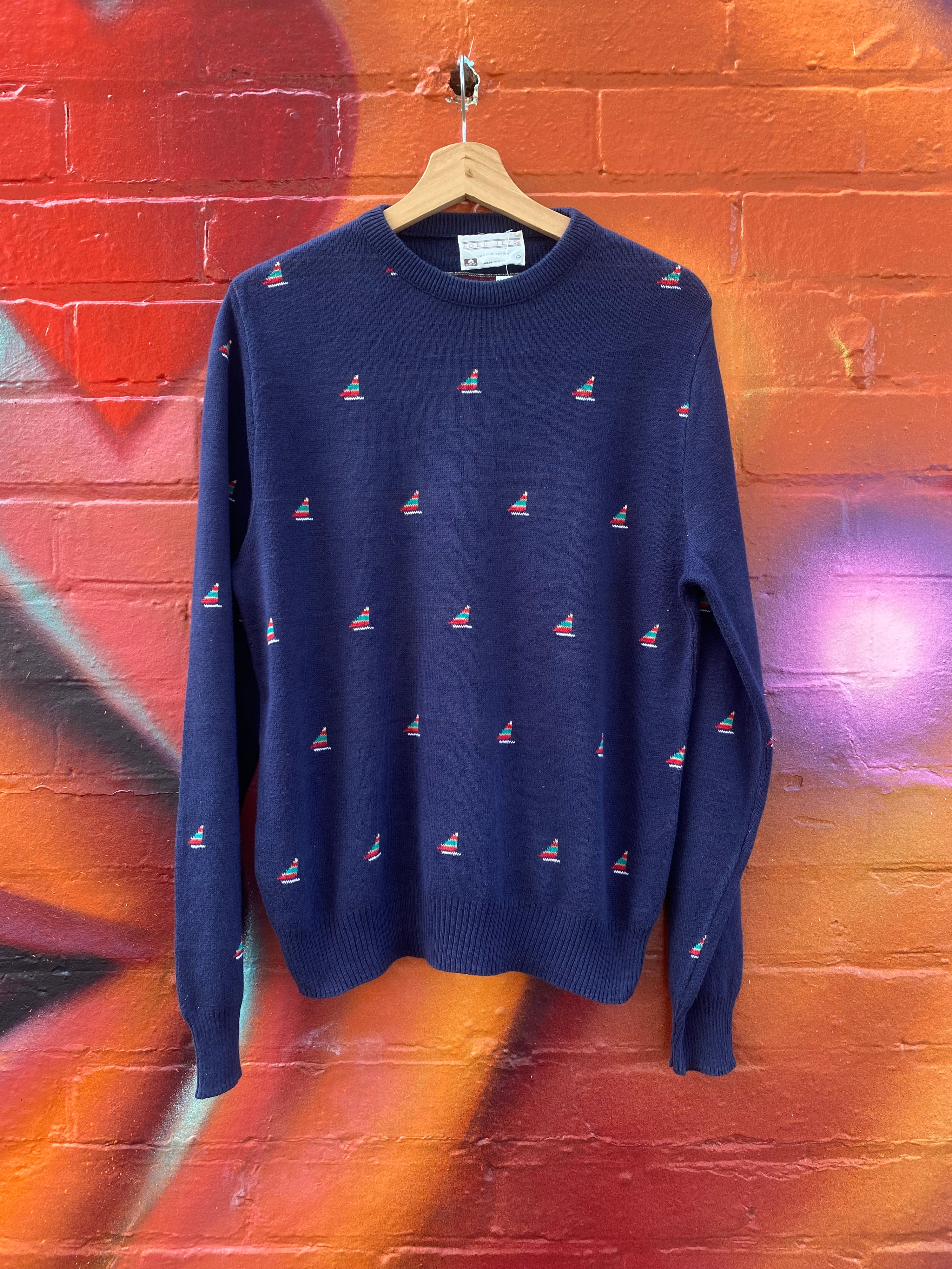 [M] Lord Jeff Navy w/ Boats Knit Sweater