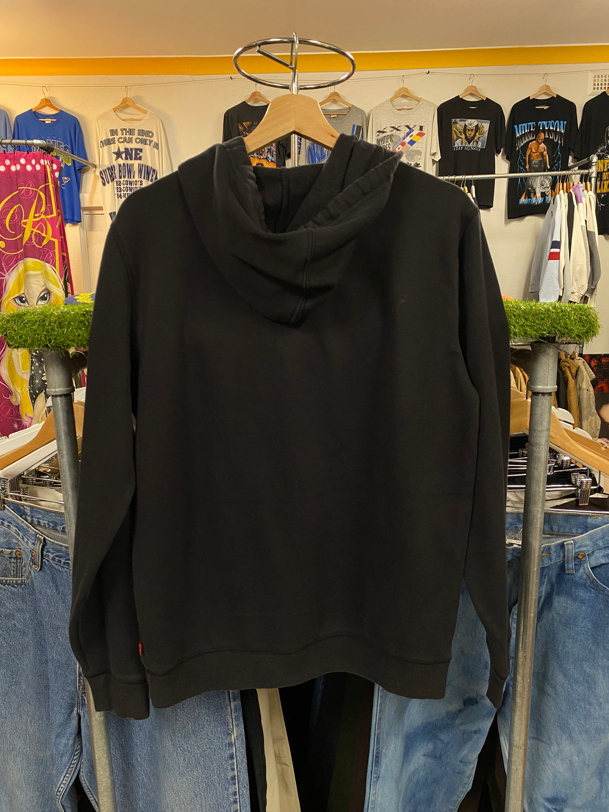 [S] Levis Black Hoodie Patterned Logo