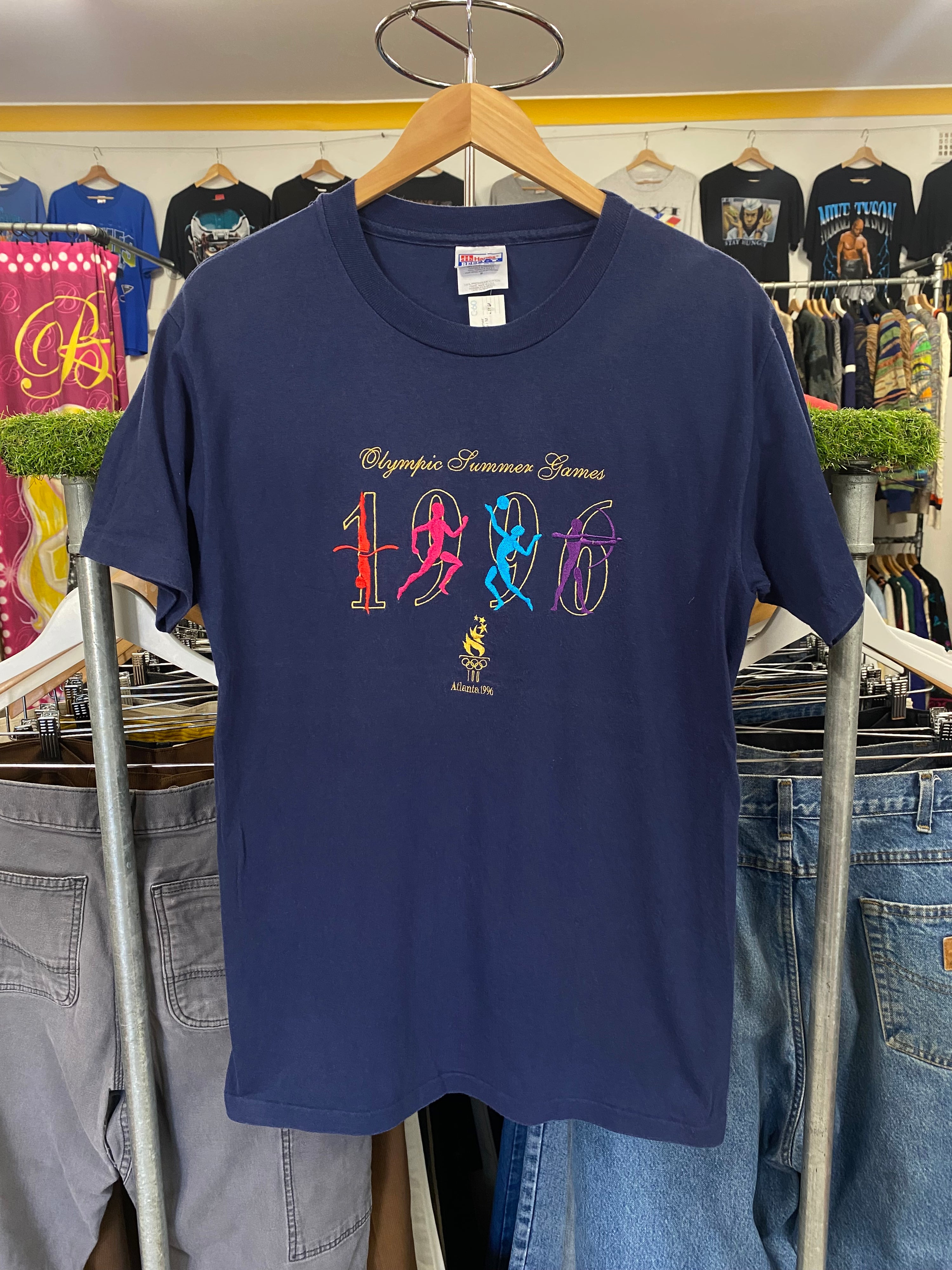 M - 1996 Atlanta Olympic Summer Games Embroidered Navy Tee