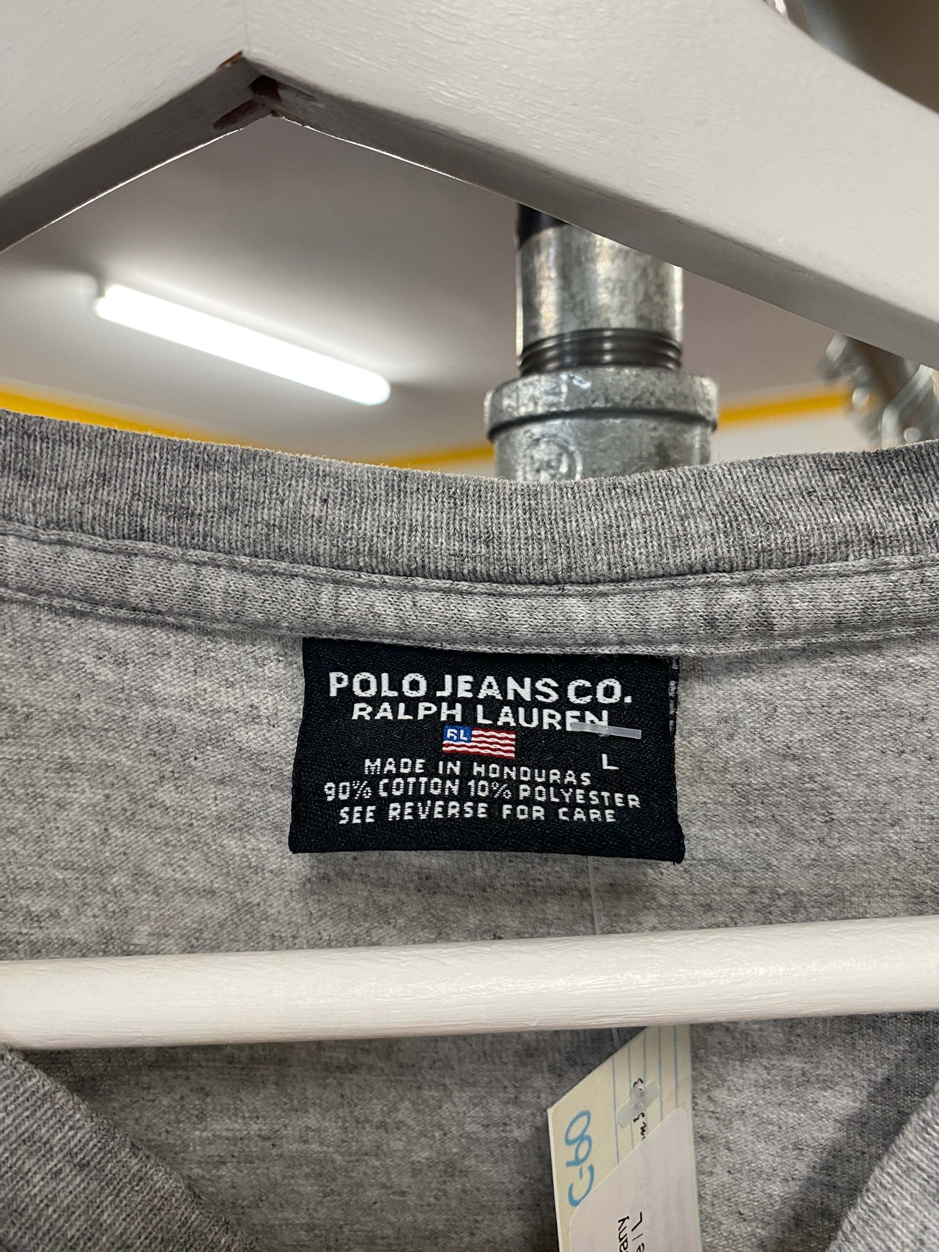 L - RL Polo Jeans Company Centre Logo Grey Tee