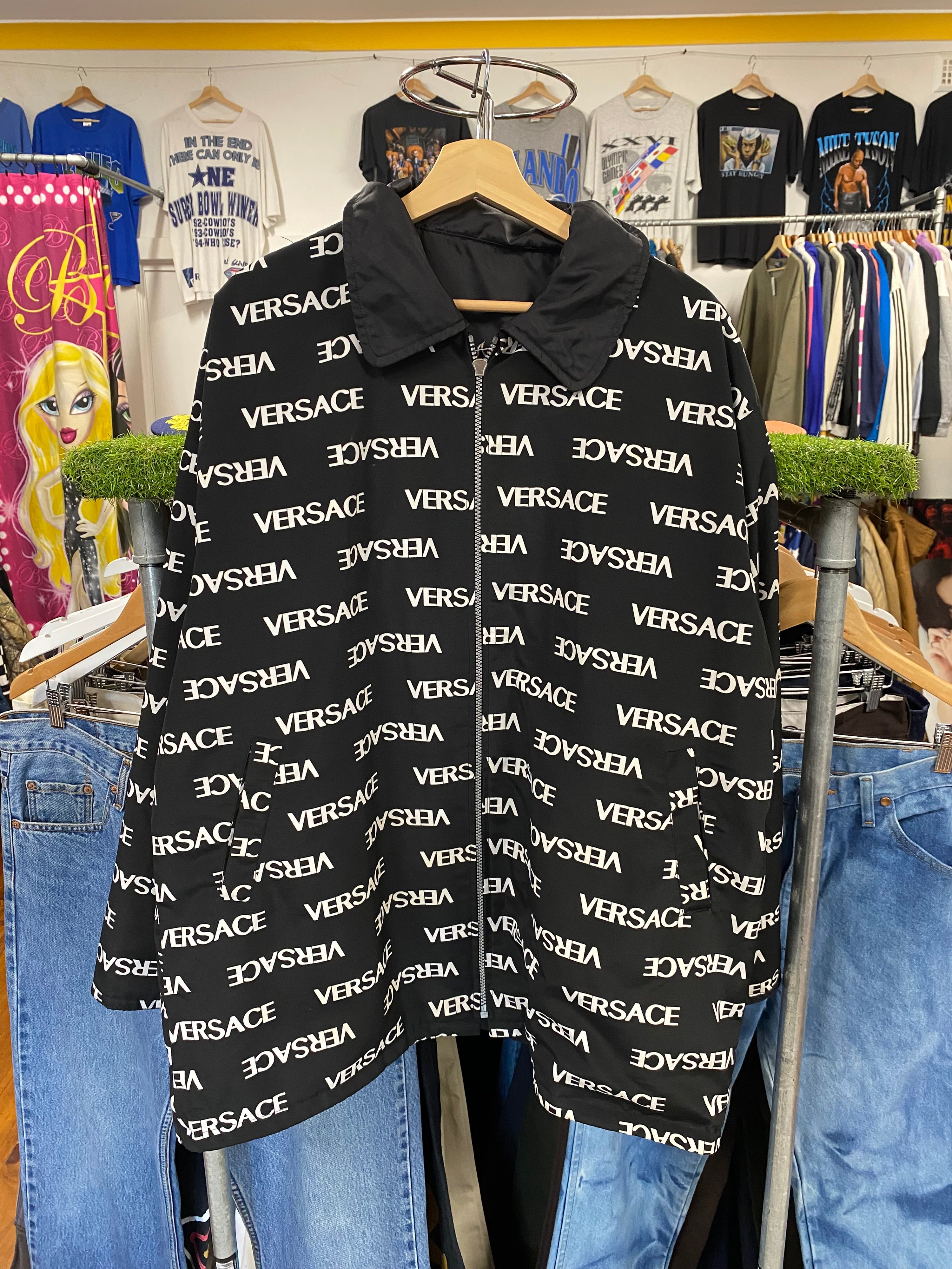 [XL] Bootleg Versace Black Zip-up Jacket