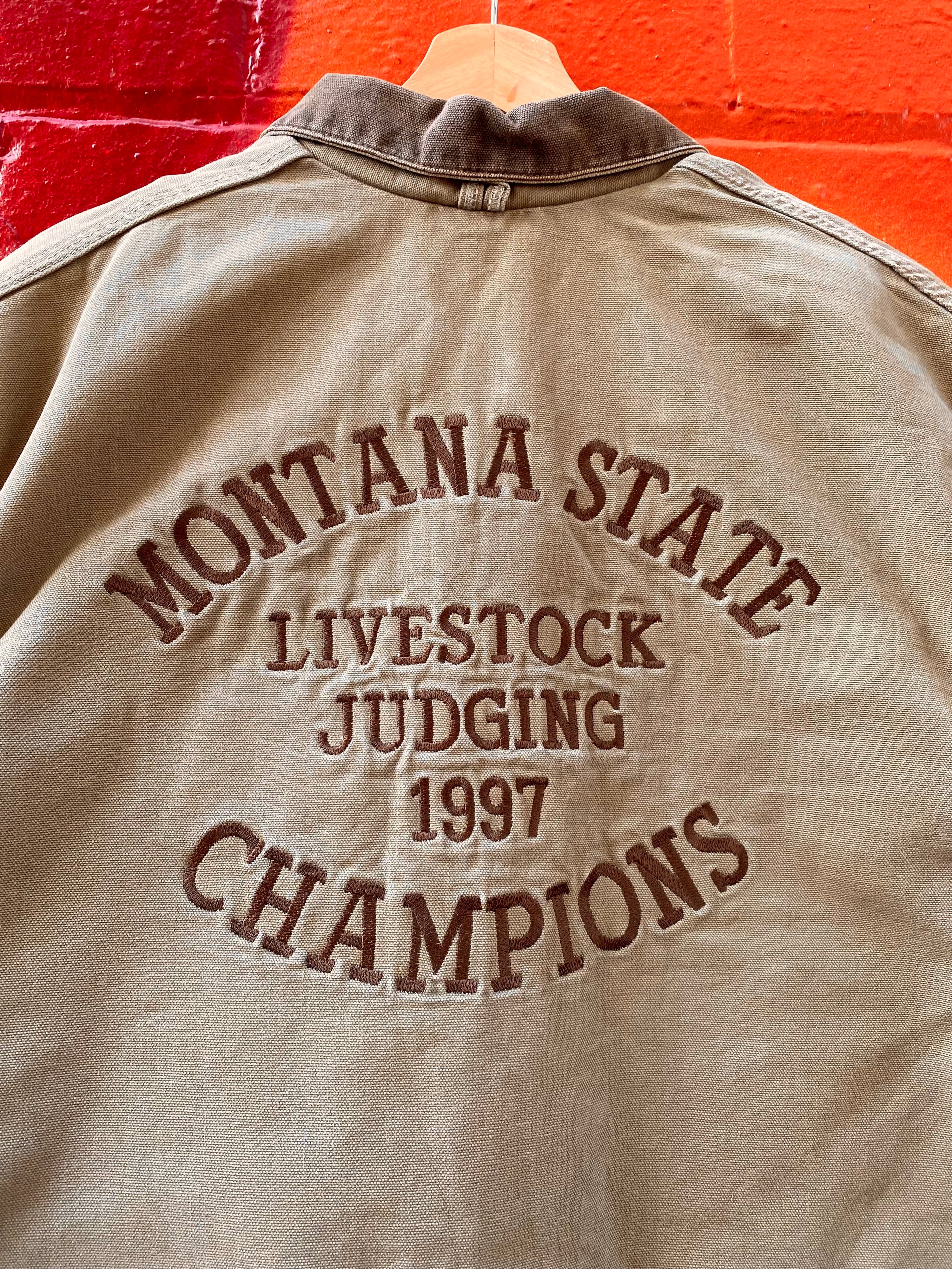 [2XL] Vintage Carhartt Chore Jacket Montana State Livestock Judging