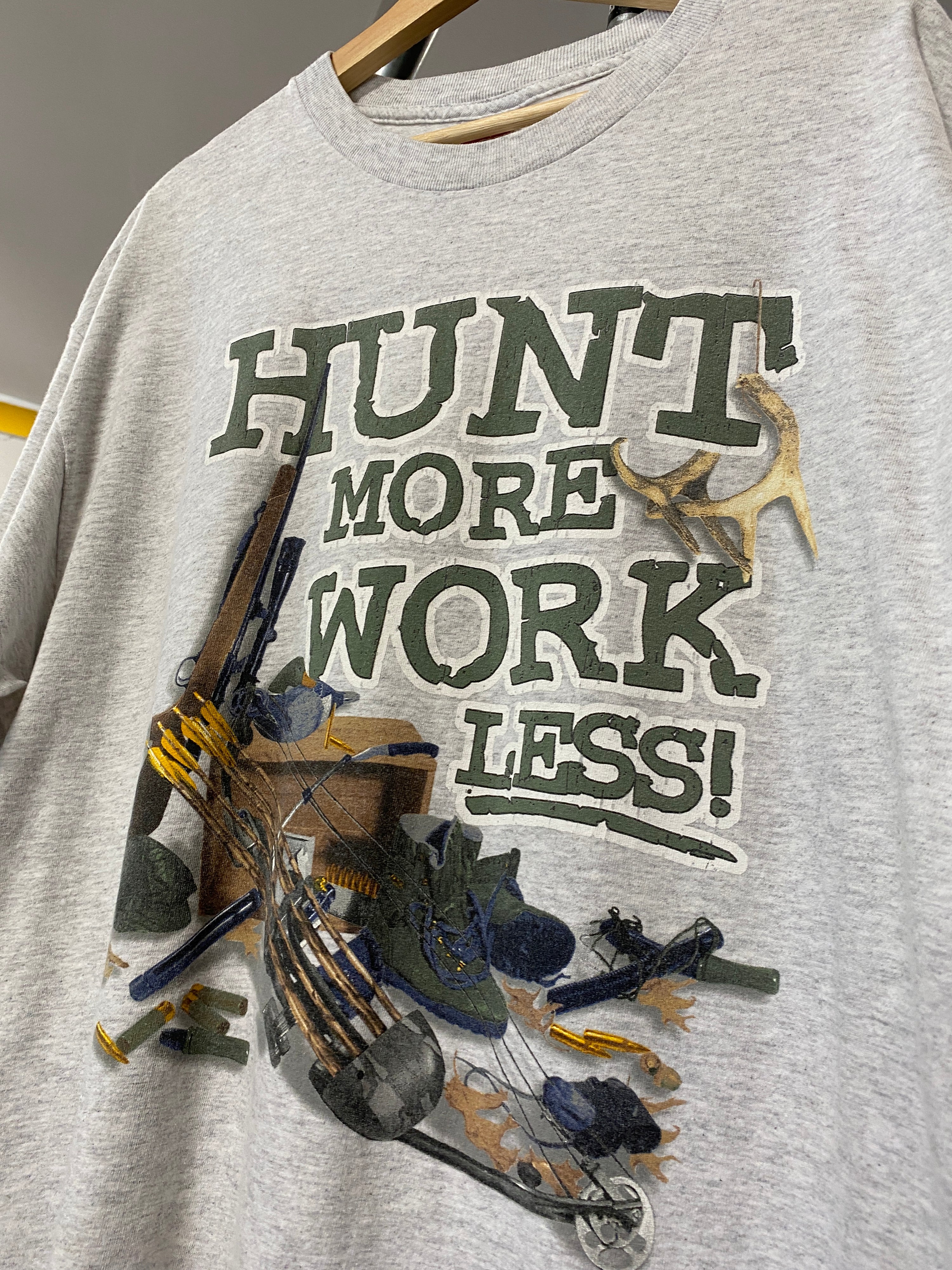 XL - Hunt More Work Less Grey Tee