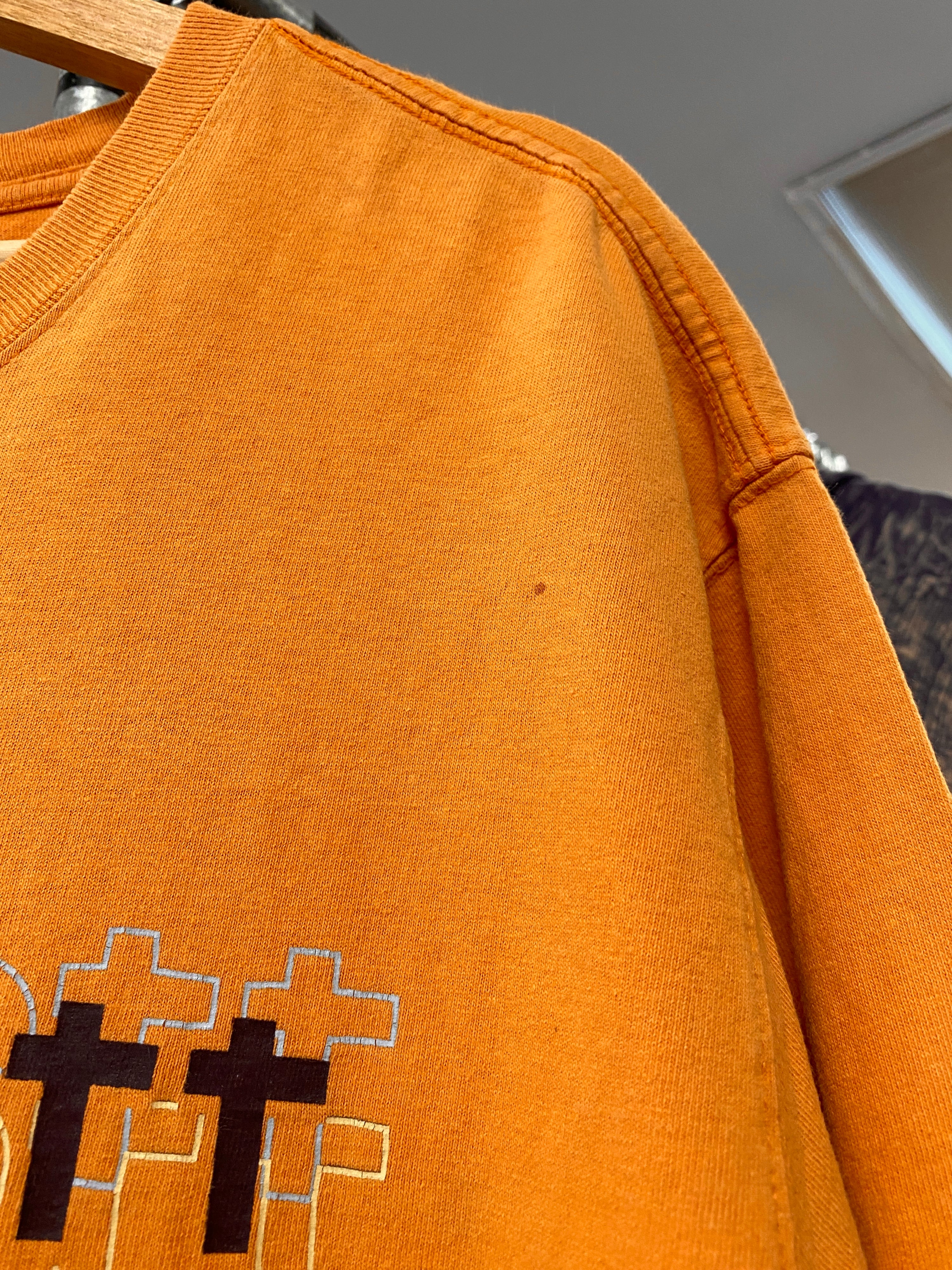 L - Carhartt Orange 3 Outline Spellout Tee