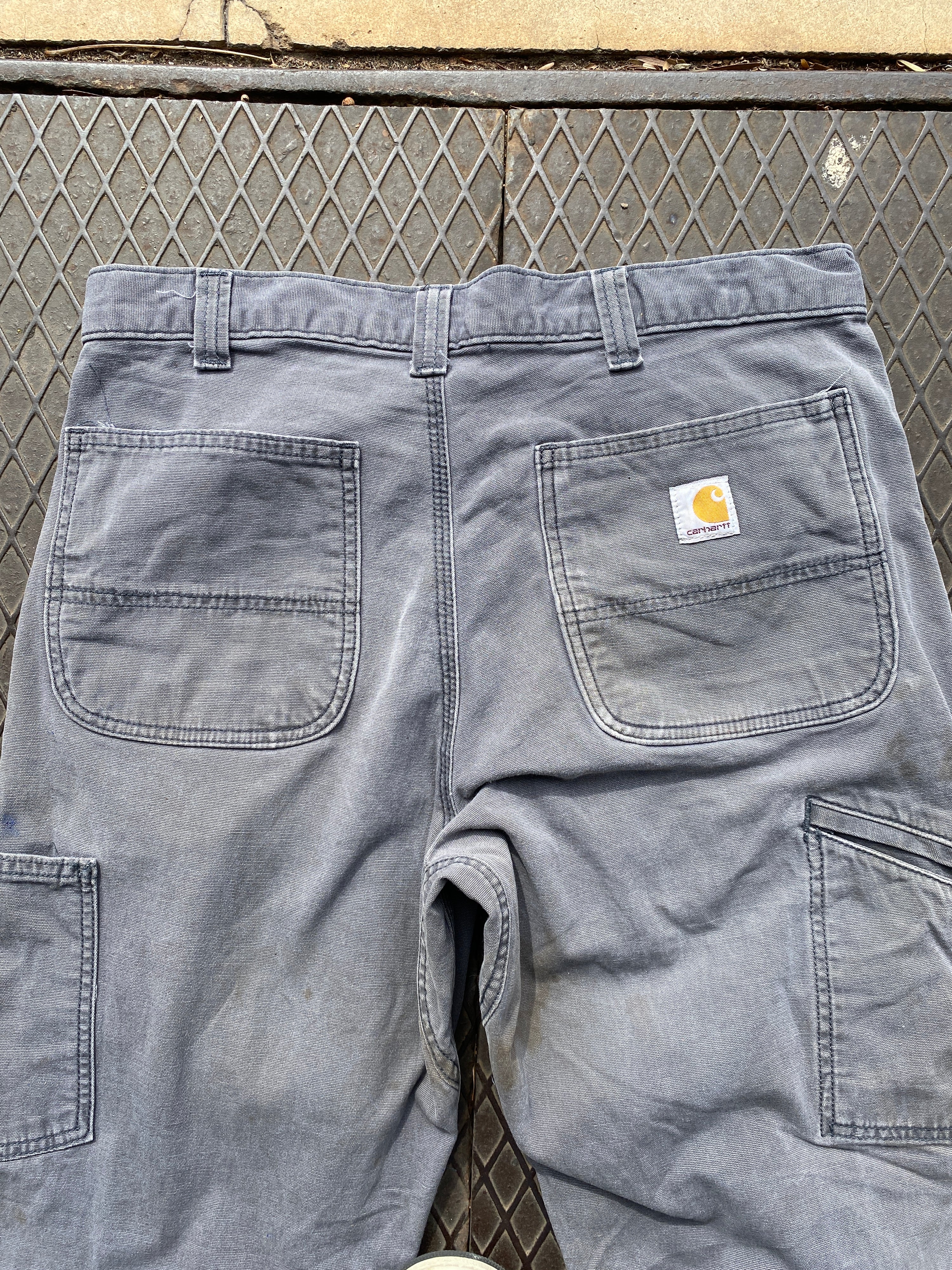 34 - Carhartt Double Knees Grey Heavily Distressed