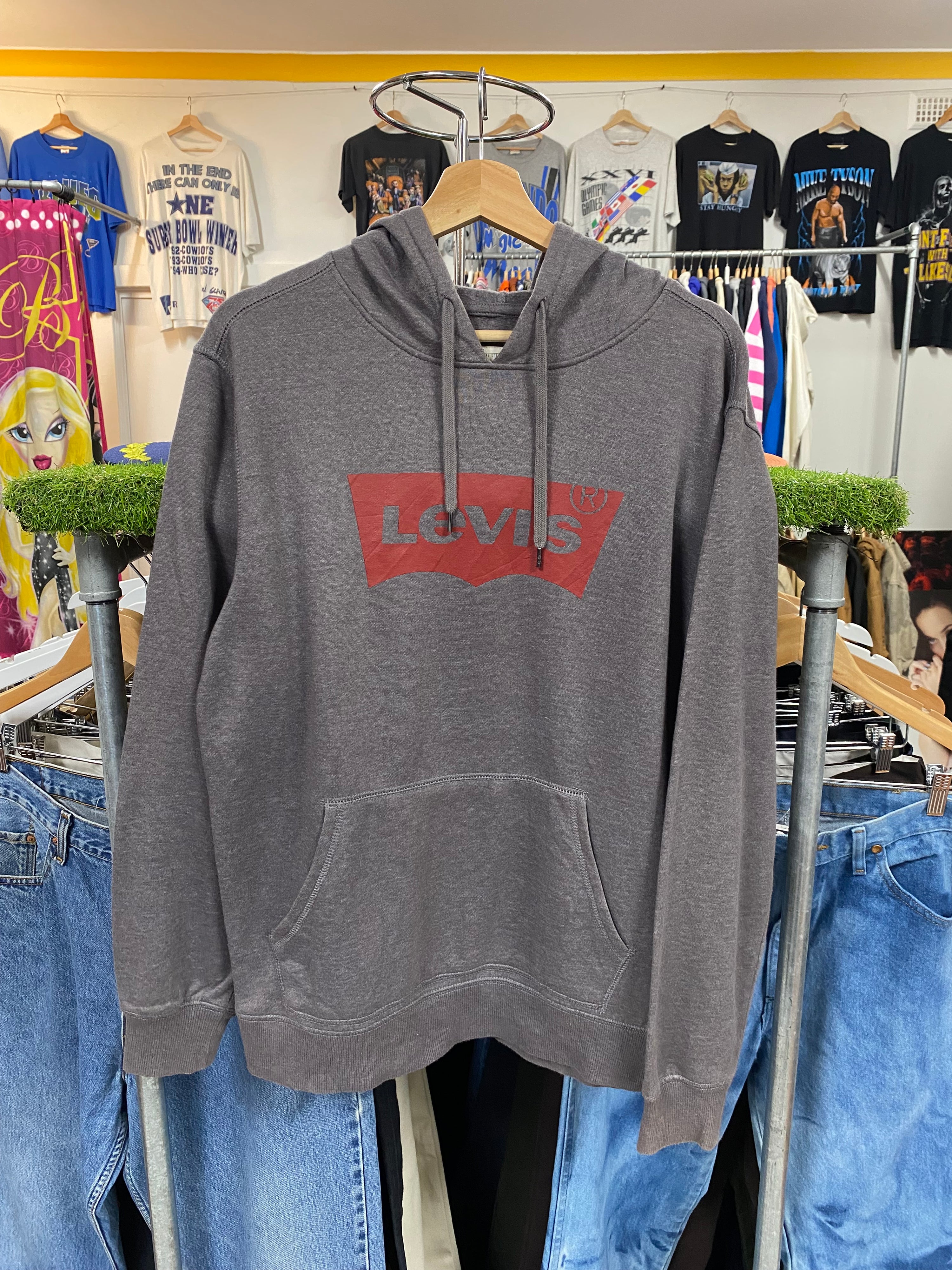 [S] Levis Grey Hoodie Centre Logo