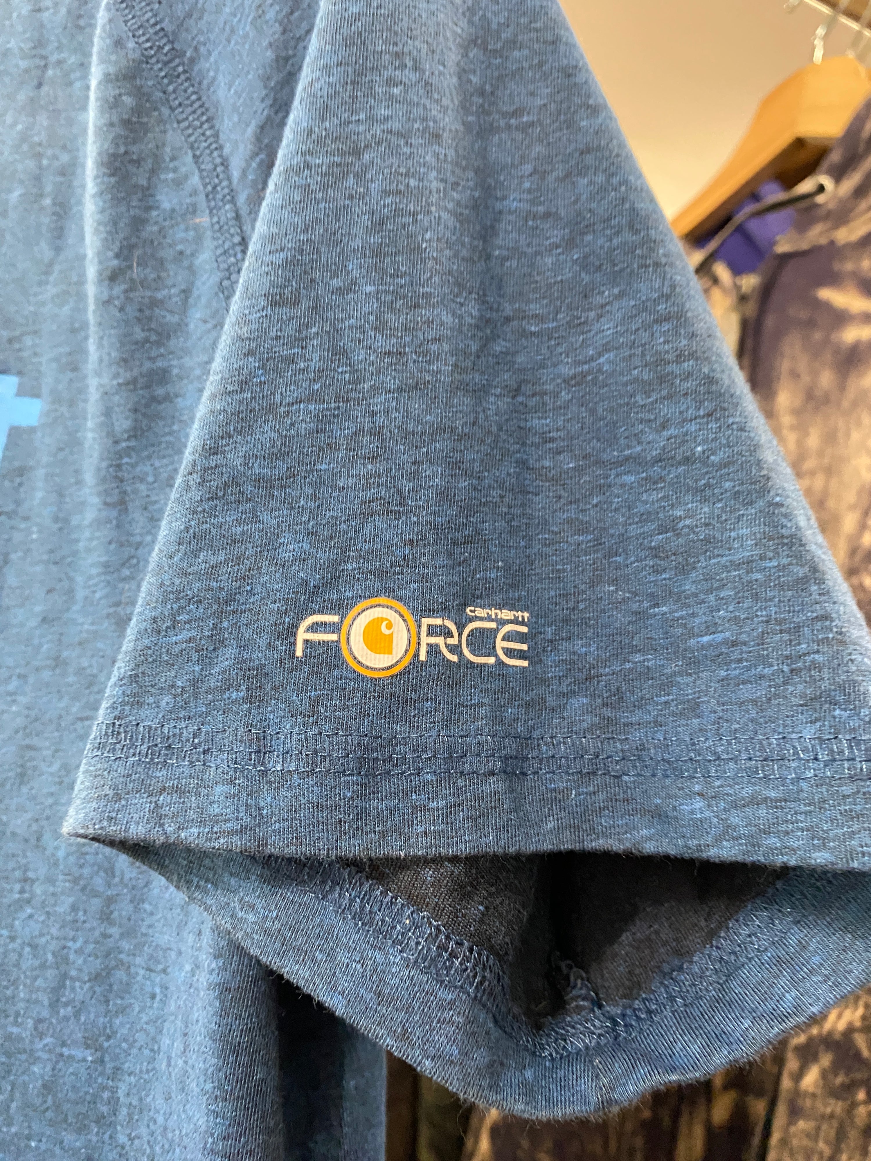 M - Carhartt Force Blue On Blue Spellout Tee