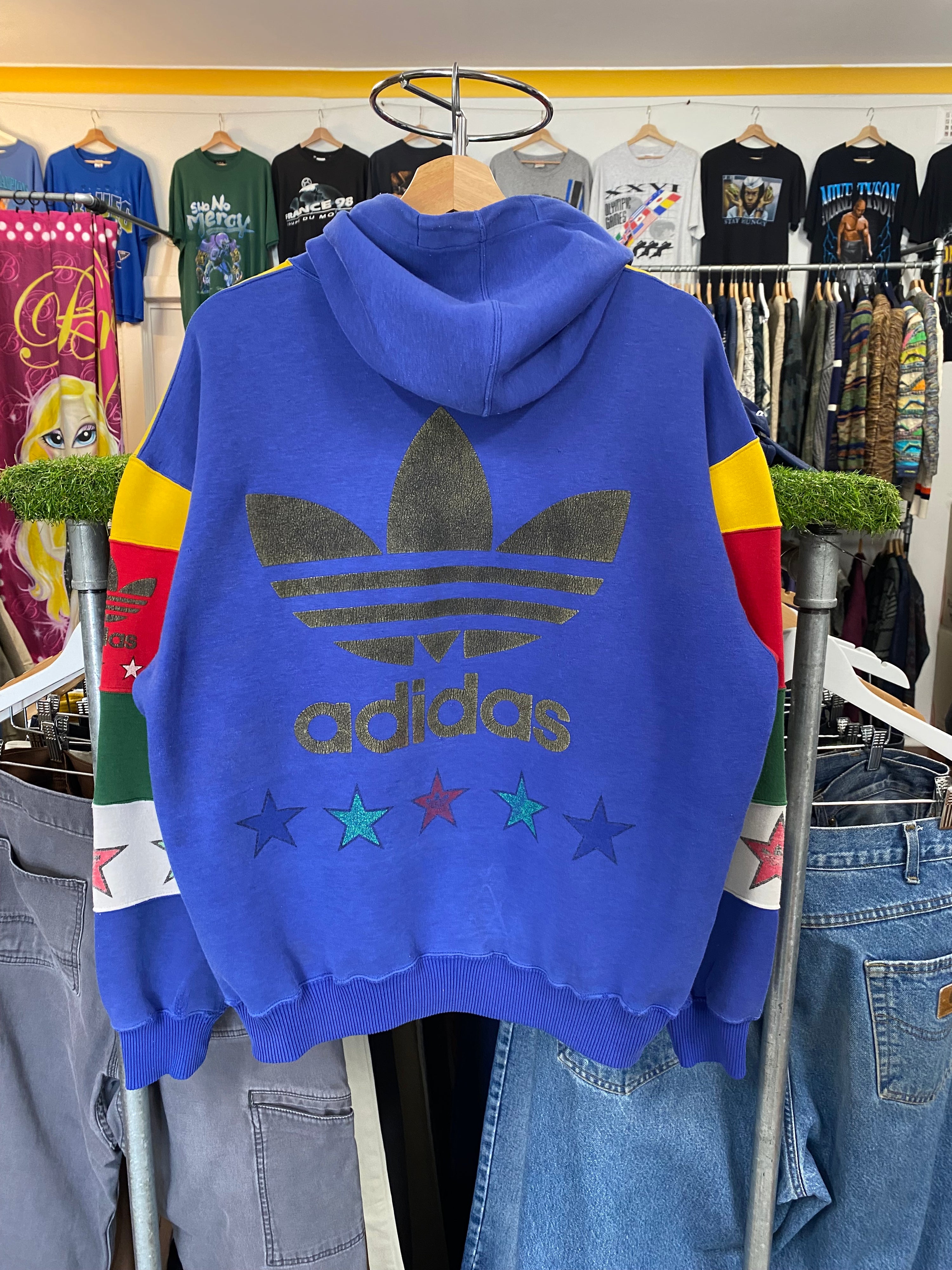 M - 1990s Adidas Colorful Striped Hoodie